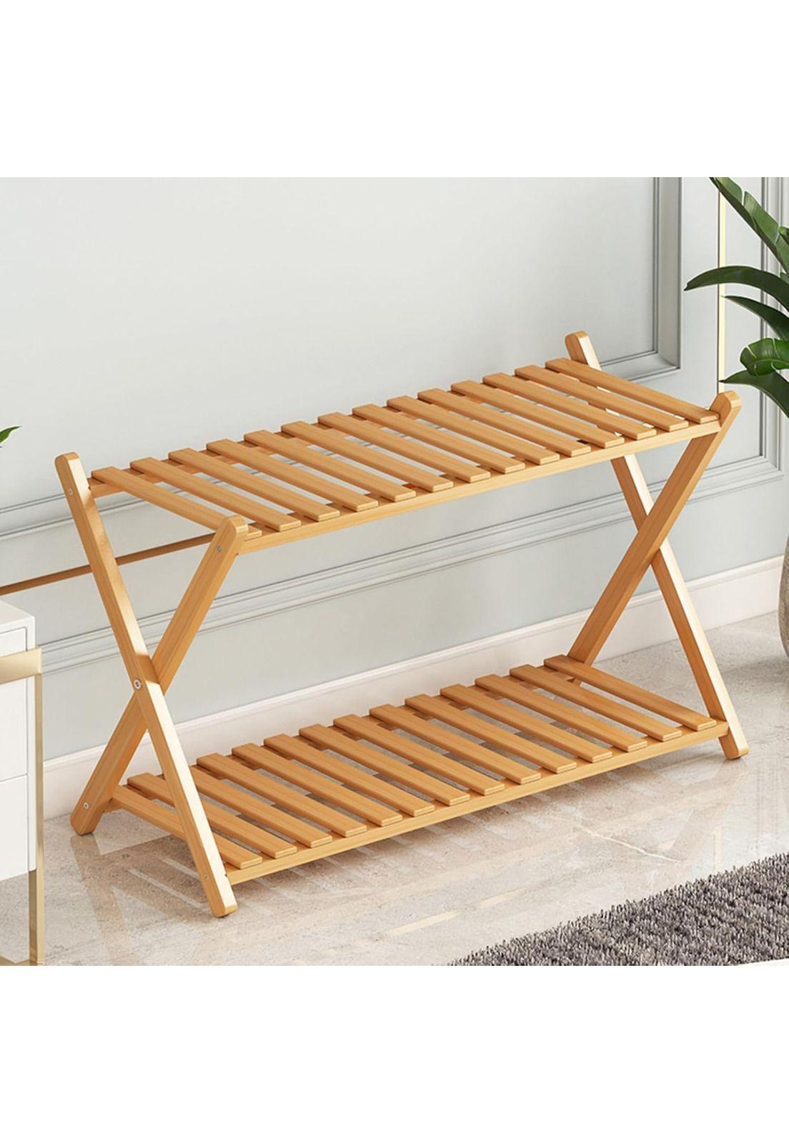 Zapatero Organizador Madera 2 Niveles 66.5x26.5x26.5 CM Café-5