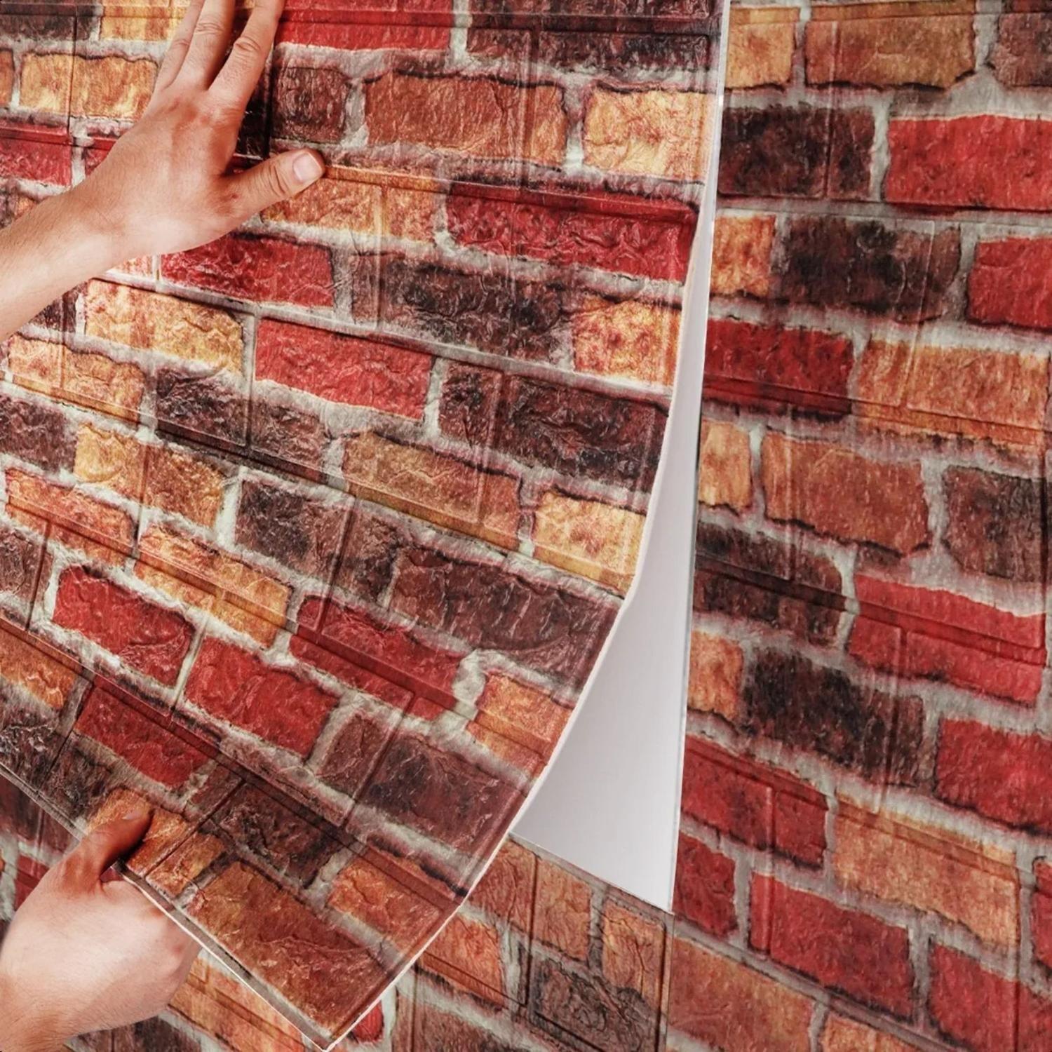 Pack 10 Pegatinas Pared Espuma 3D 70x77 CM Ladrillo-2