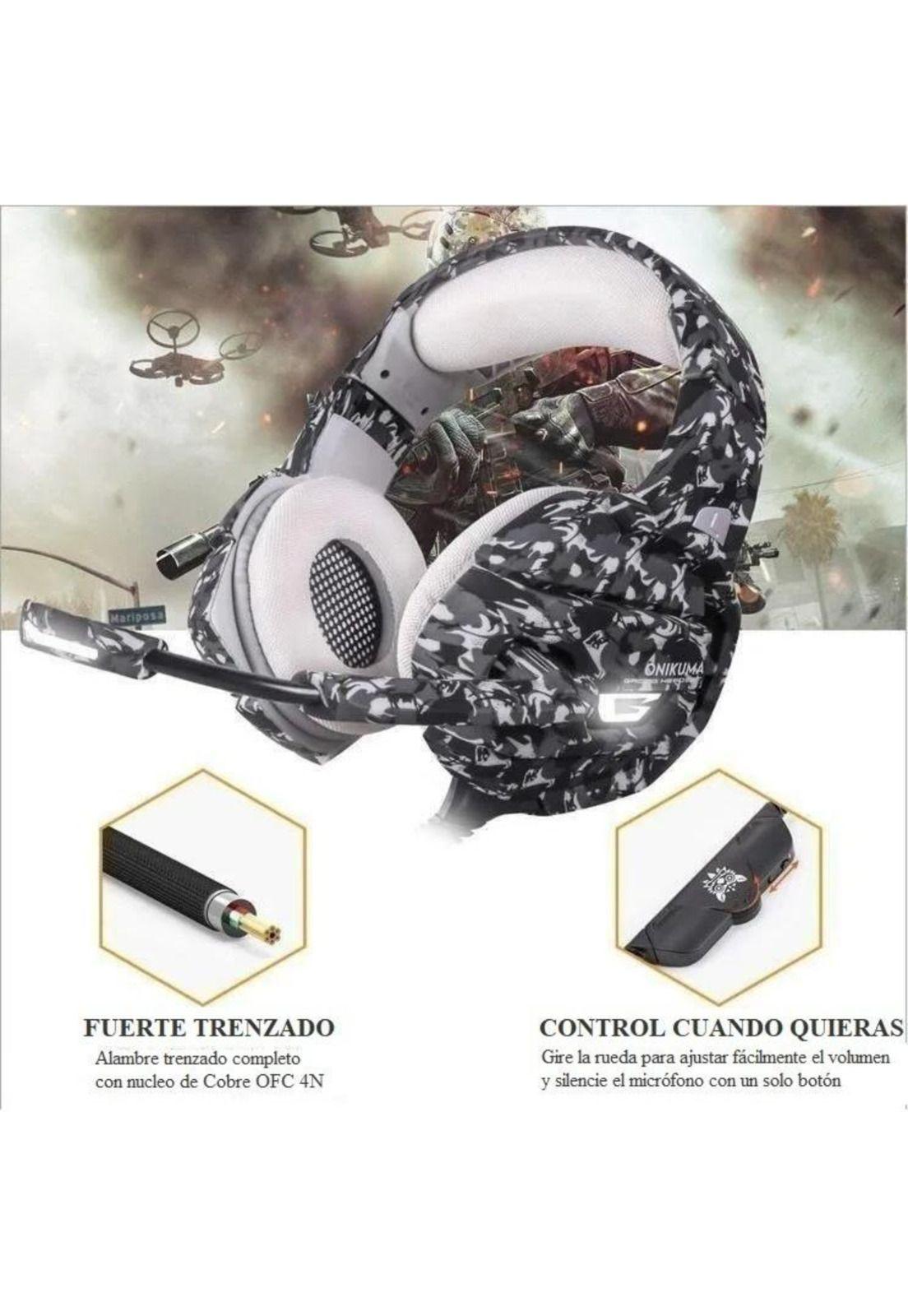 Audífonos Gamer Alámbrico Camuflaje Blanco-4