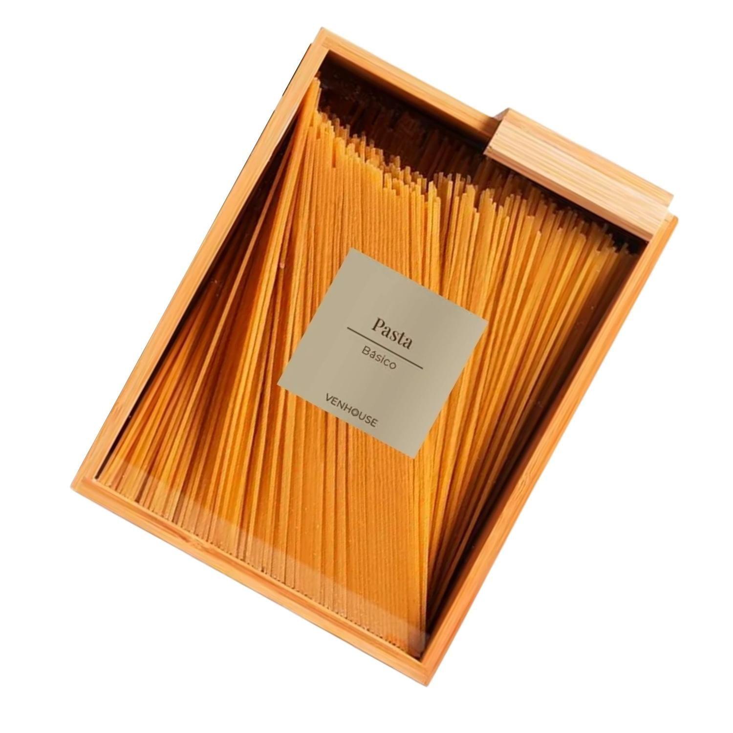 Pack 3 Contenedor Hermético Cuadrado Despensa Vidrio Bambú 2200 ML Beige-2