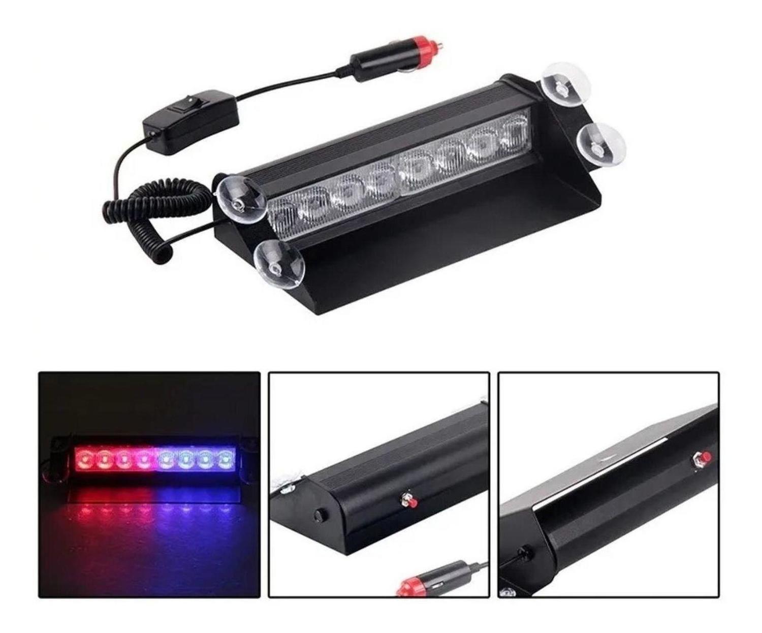 Baliza Parabrisa Luz Estroboscópica LED Azul Rojo 12 V-3