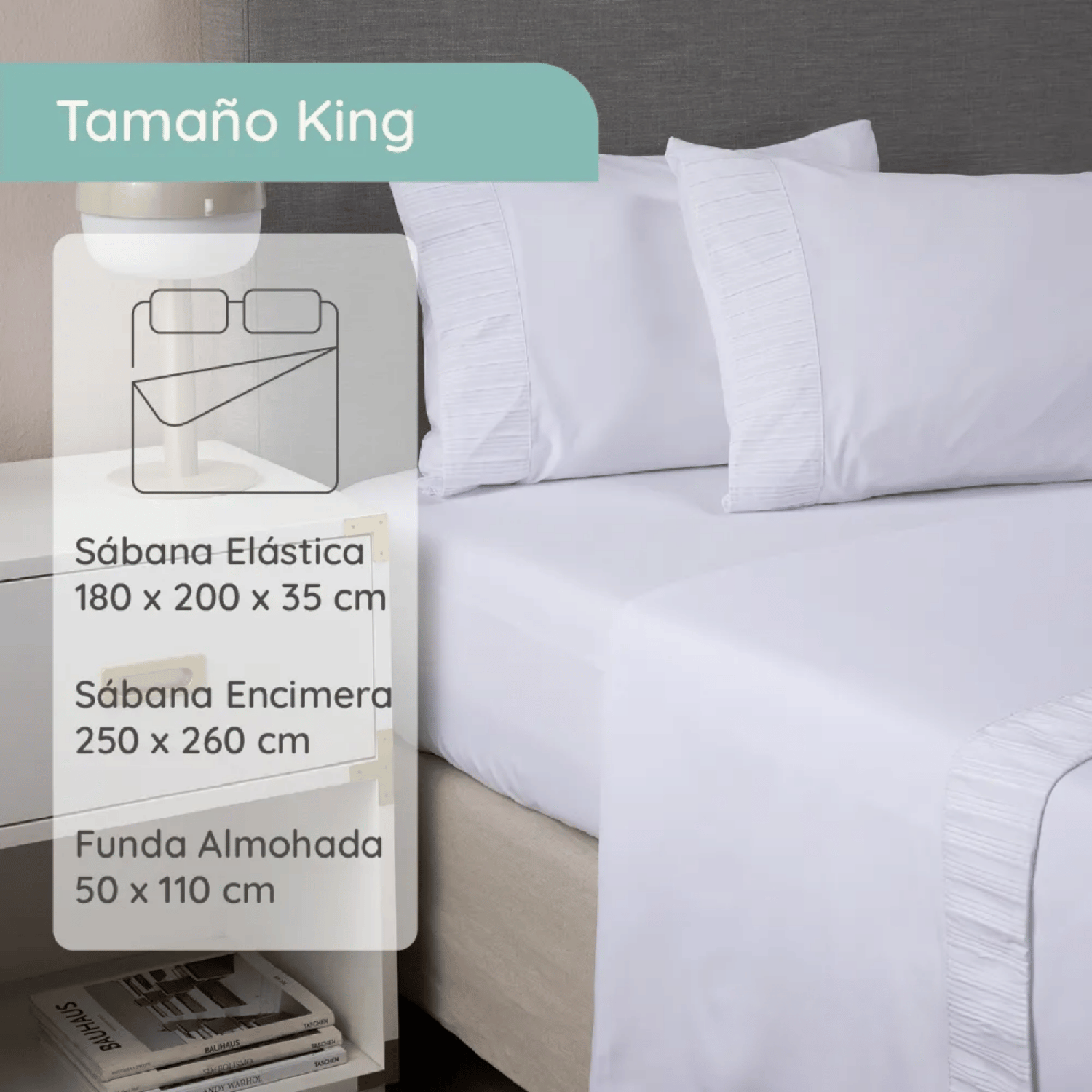 Sabanas Colchón King Microfibra 300 Hilos Blanco-3