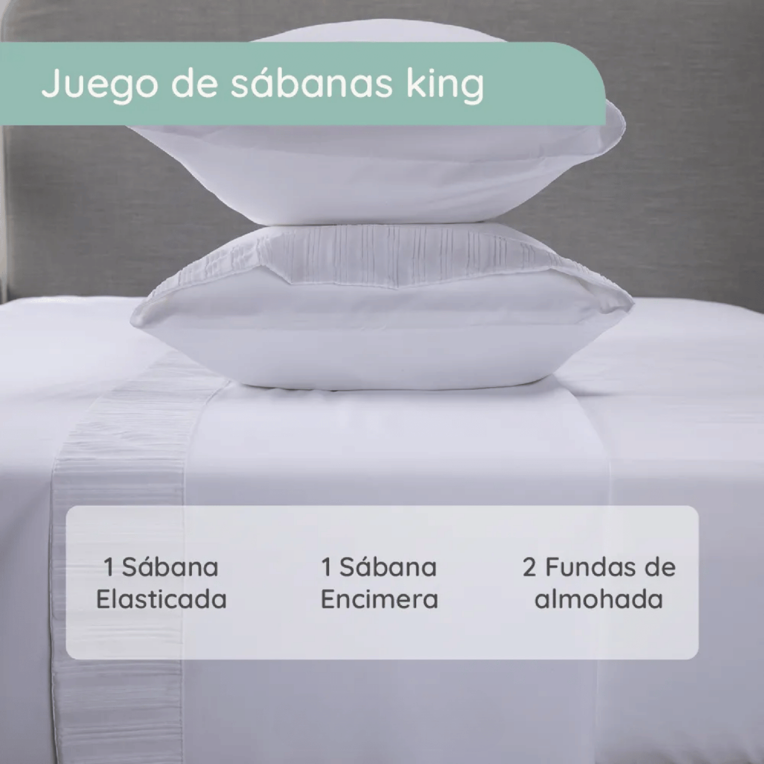 Sabanas Colchón King Microfibra 300 Hilos Blanco-4