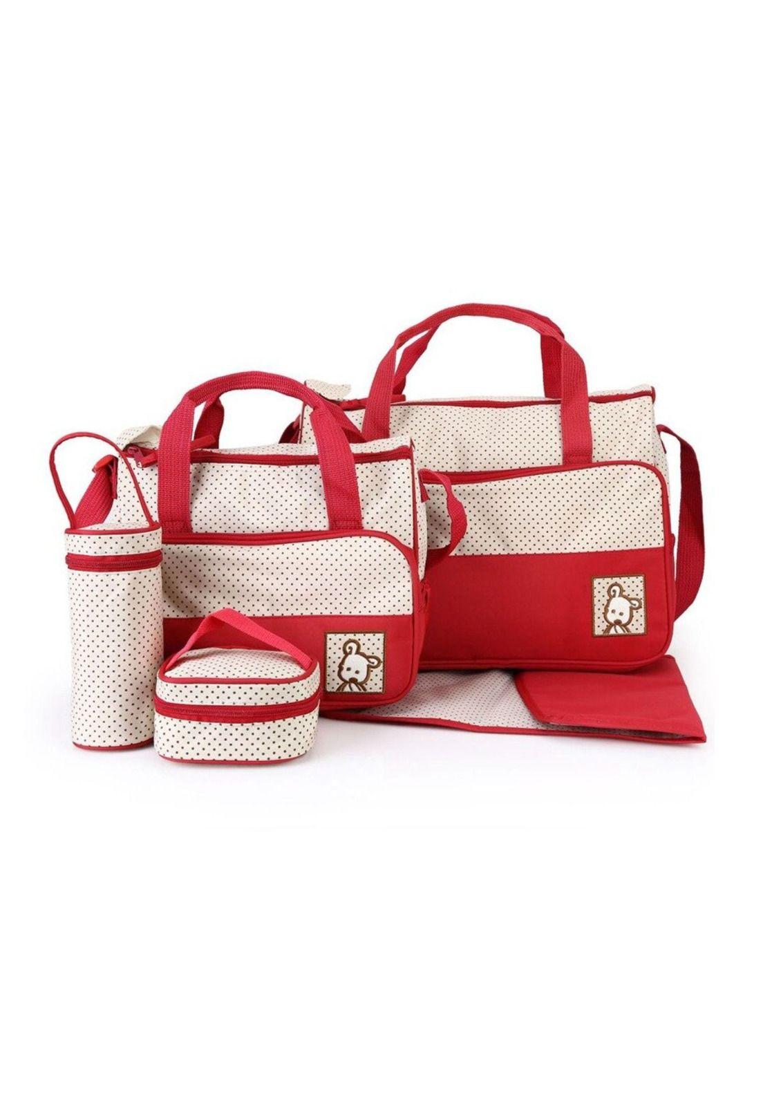 Set Bolso Maternal 5 Piezas Mudador Rojo-0