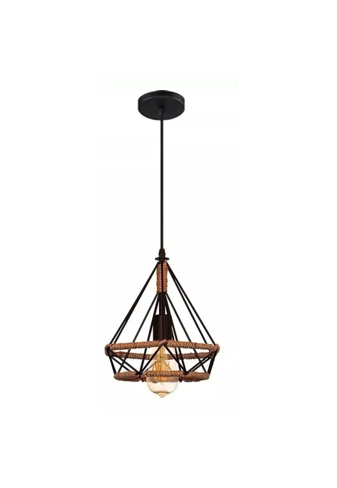 Lámparas Colgante Vintage Industrial Cuerda Cáñamo-0
