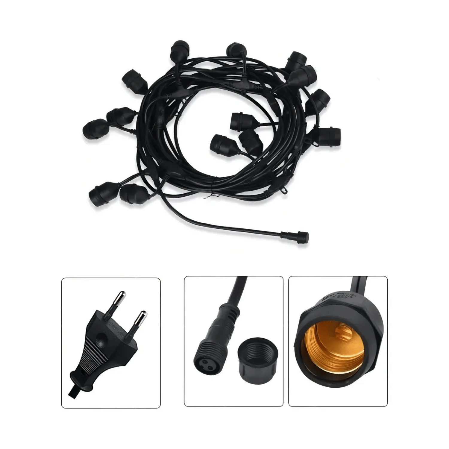 Guirnalda LED Exterior Soquete E27 20 MTS 220 Watt Negro-3