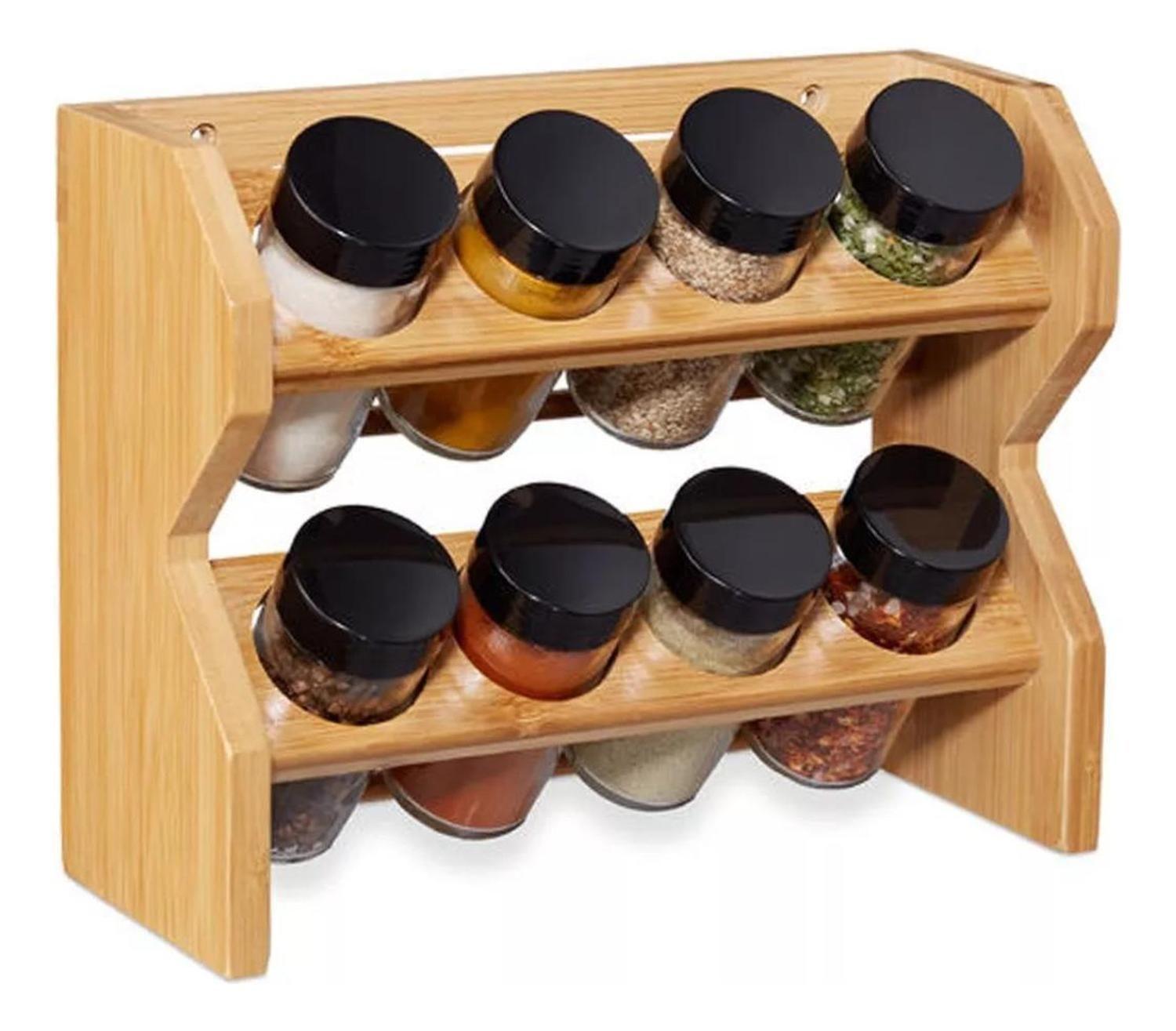 Especiero Condimentero Madera Cocina 8 Frascos Premium-0