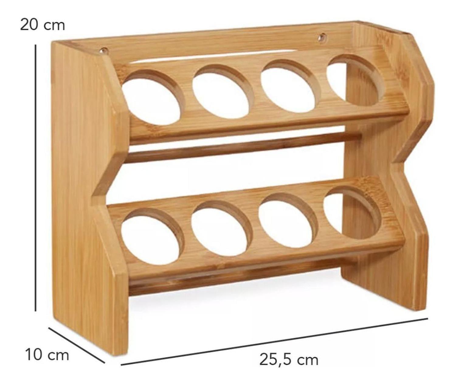 Especiero Condimentero Madera Cocina 8 Frascos Premium-2