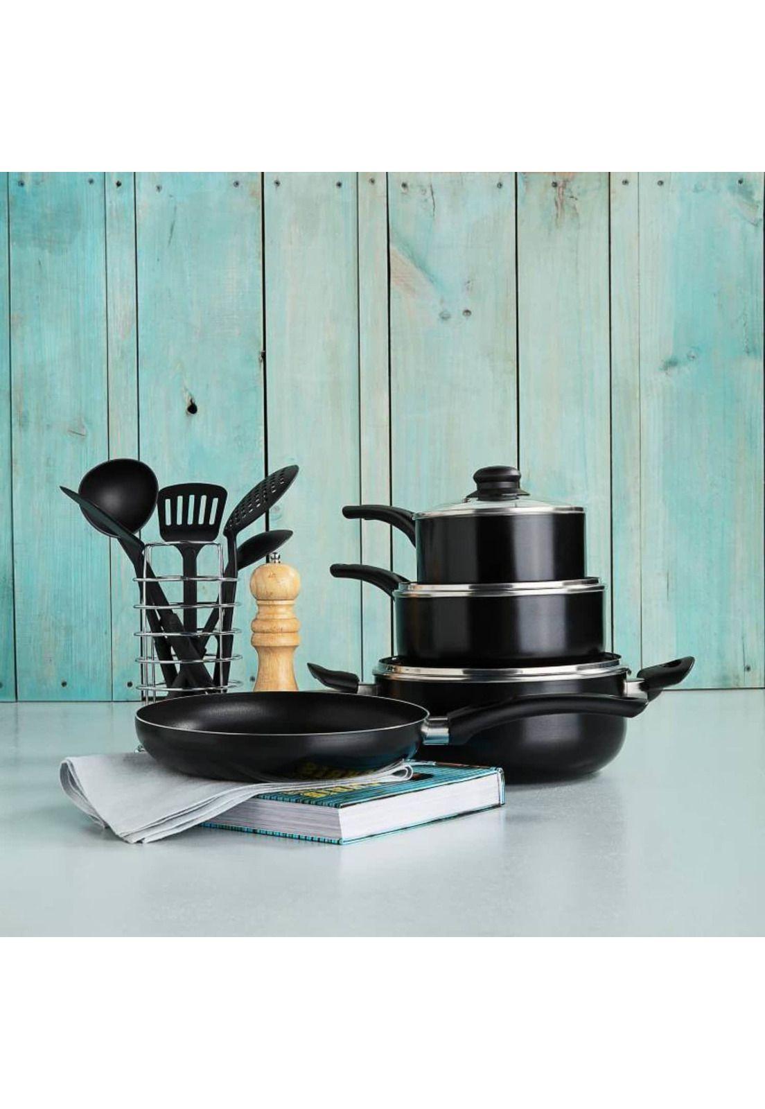 Juego Batería Cocina 13 Piezas Recubrimiento Antiadherente Negro-5