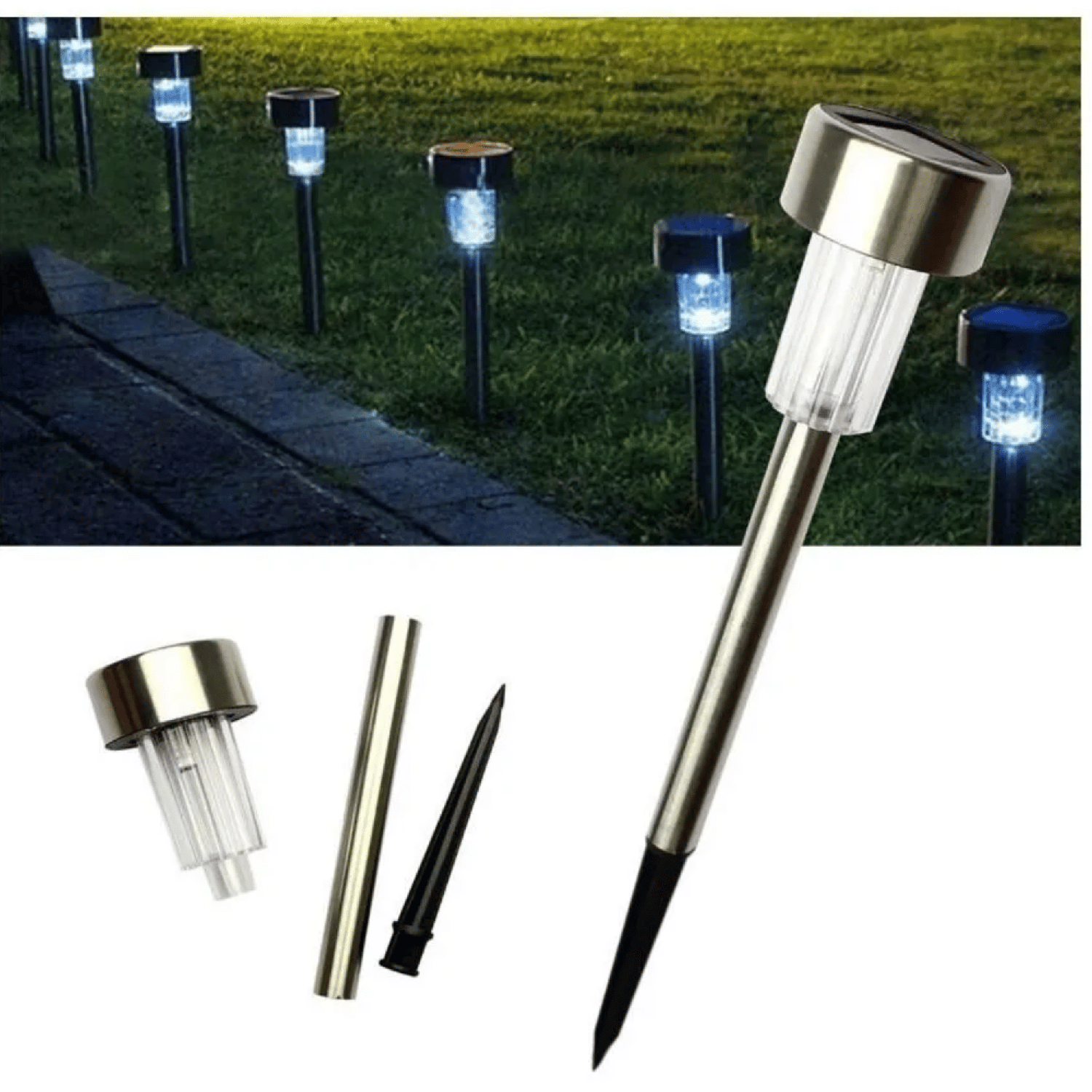 Foco Faroles LED Solar Jardin Estaca 5,5x5,5x36,5 cm Luz Blanca-4