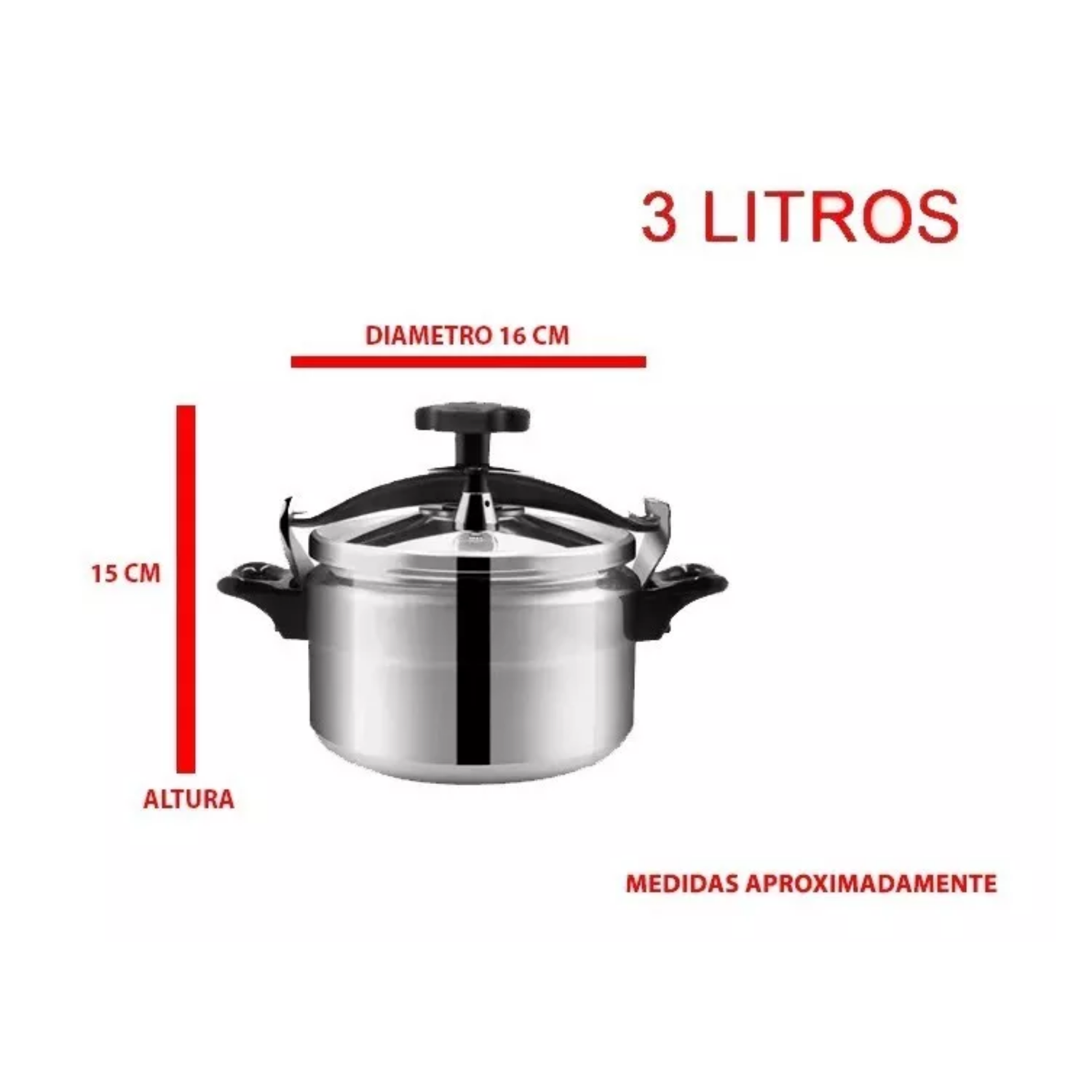 Olla Presión Aluminio Dlx 3 Litros Plateado-4