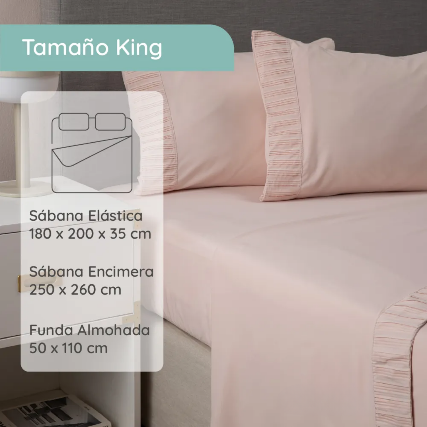 Sabanas Colchón King Microfibra 300 Hilos Rosado-3