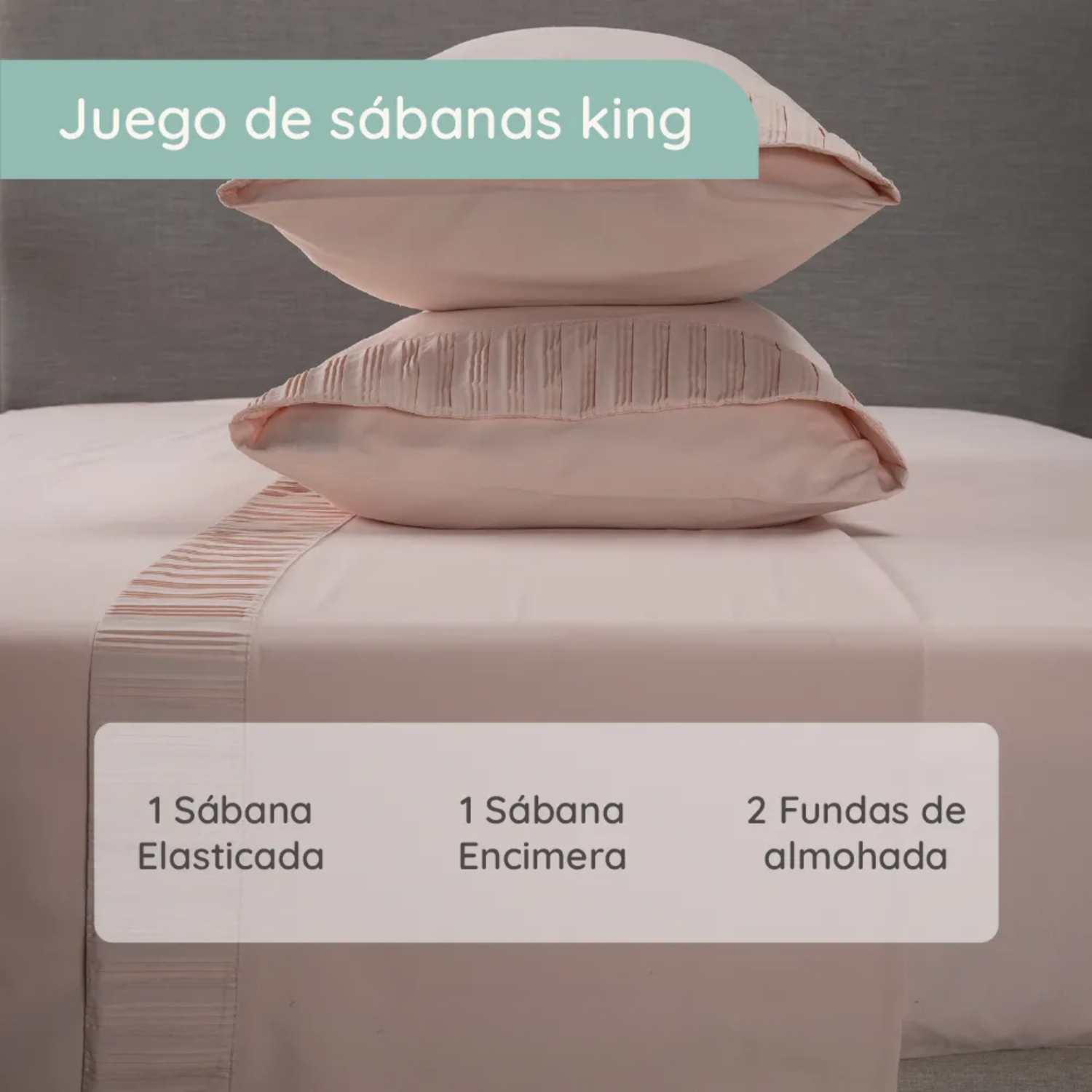 Sabanas Colchón King Microfibra 300 Hilos Rosado-4