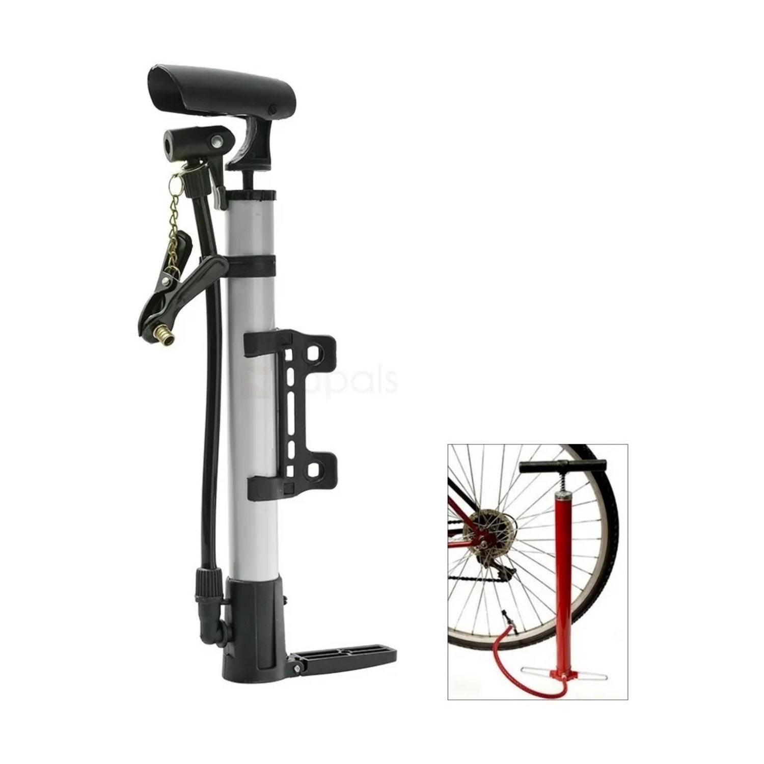 Pack 2 Bombin Bicicleta Alta Presion 36x8x3 CM Plateado-4