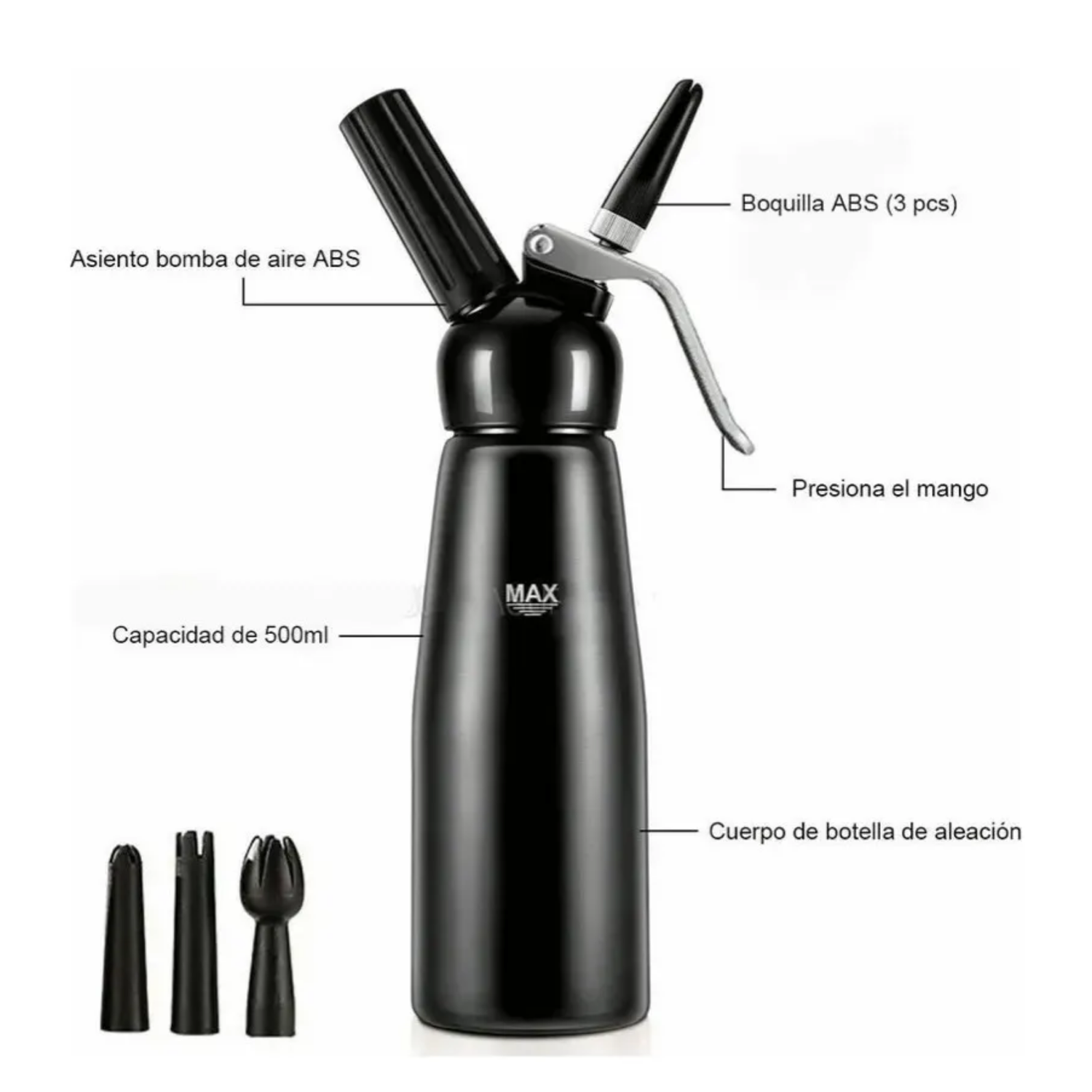 Dispensador Sifon Salsas Crema Batida 500 ML-2