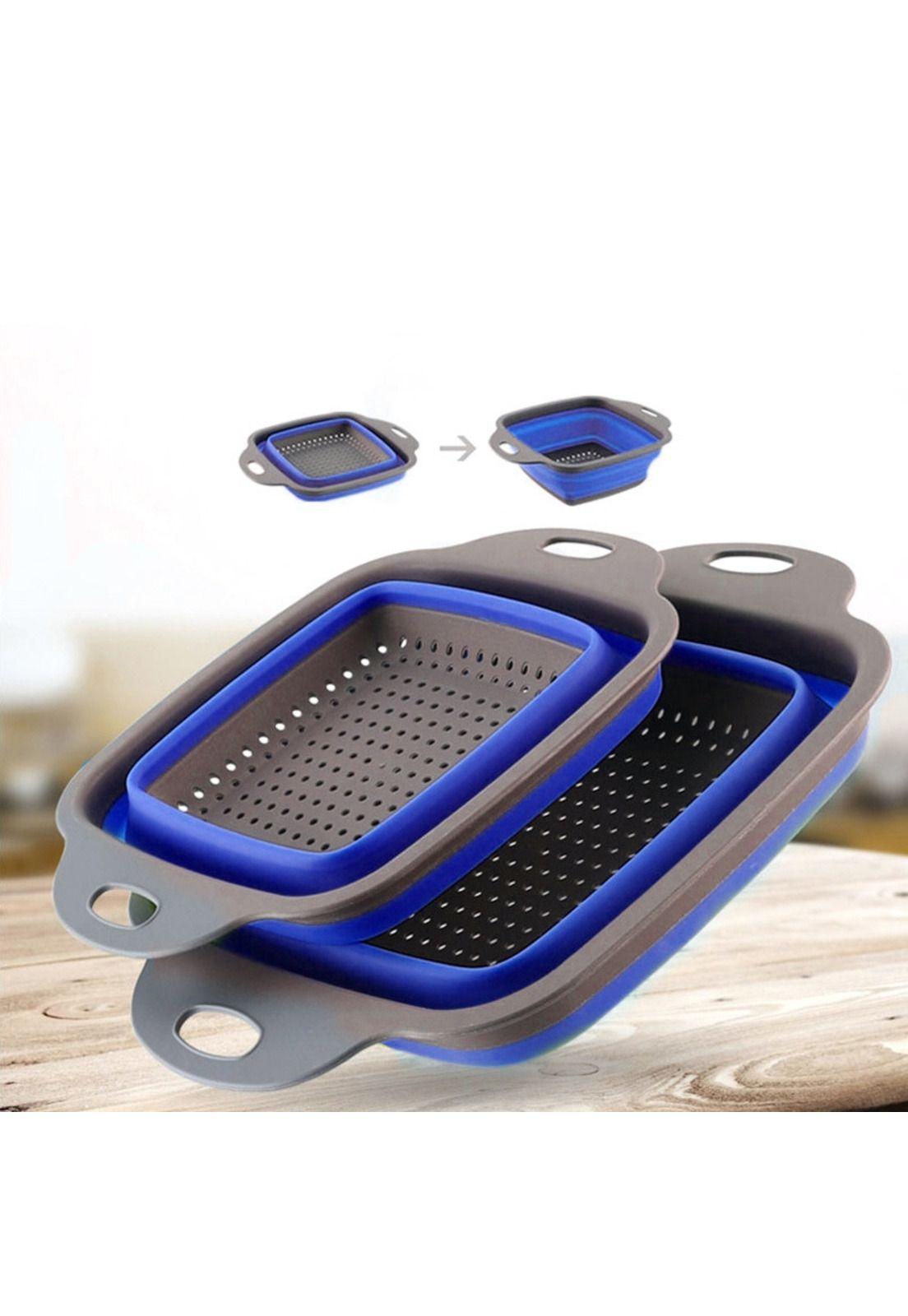 Pack 2 Coladores Escurridor Rectangular Cocina Azul-2