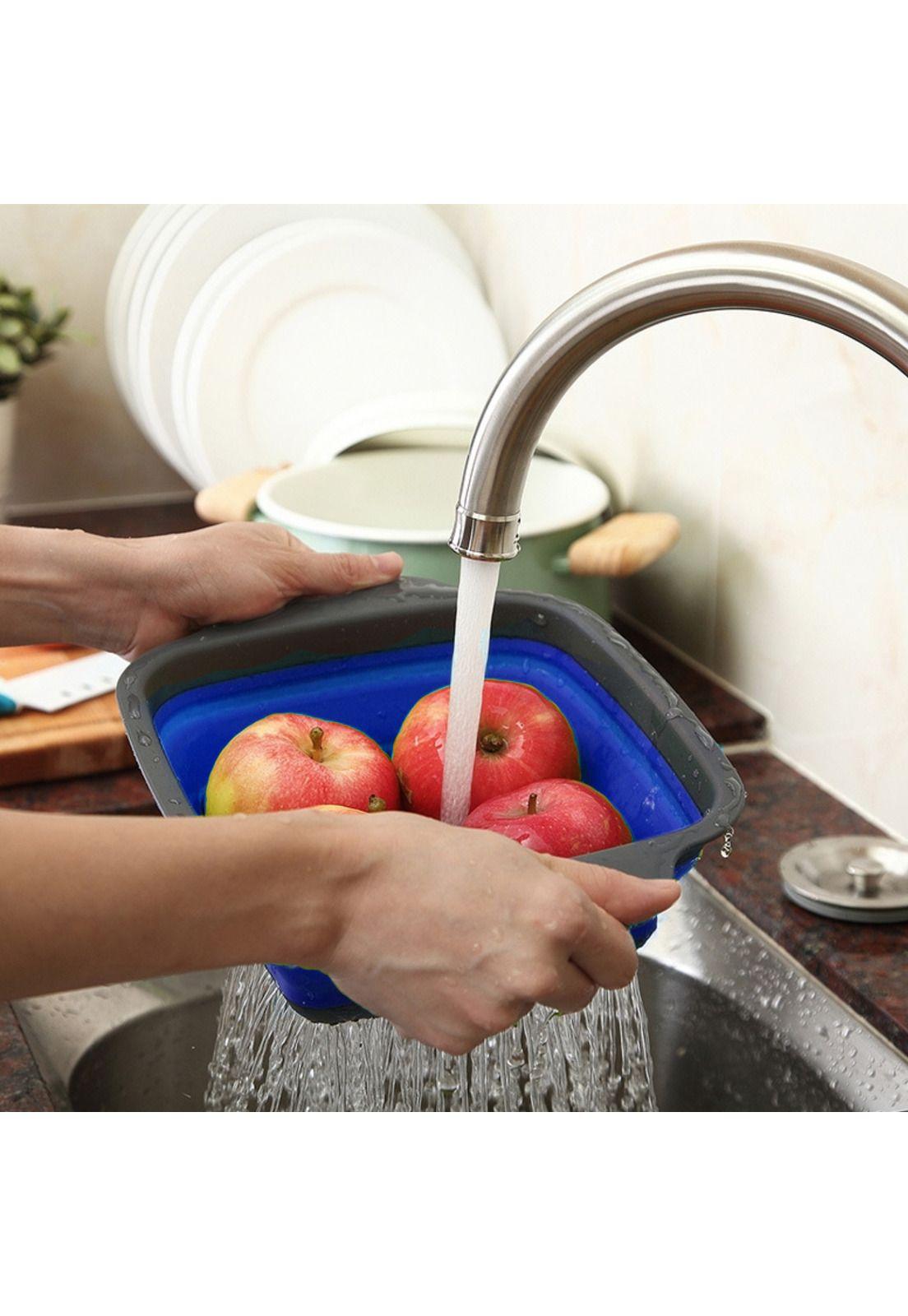 Pack 2 Coladores Escurridor Rectangular Cocina Azul-4