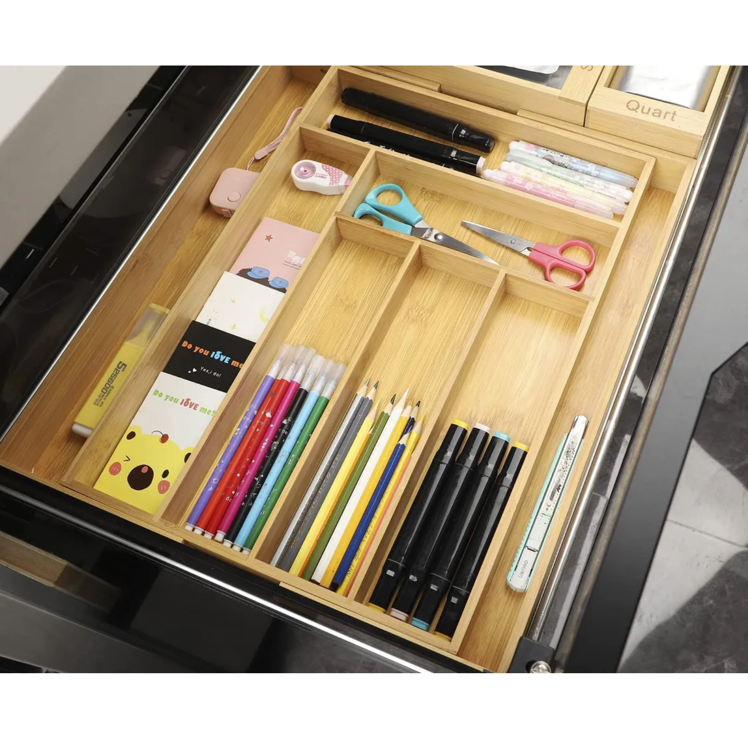 Organizador Cubiertos Ajustable 8 Compartimientos38x57 CM Negro-3