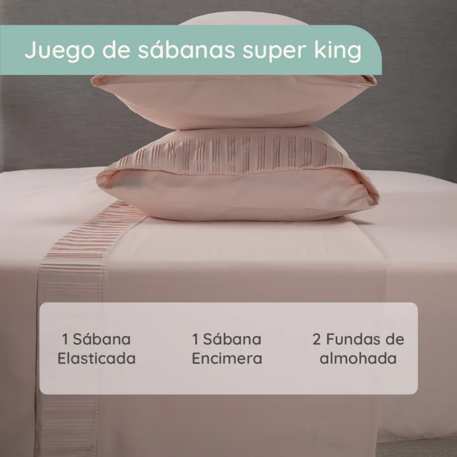 Sabanas Colchón Super King Microfibra 300 Hilos Rosado-3