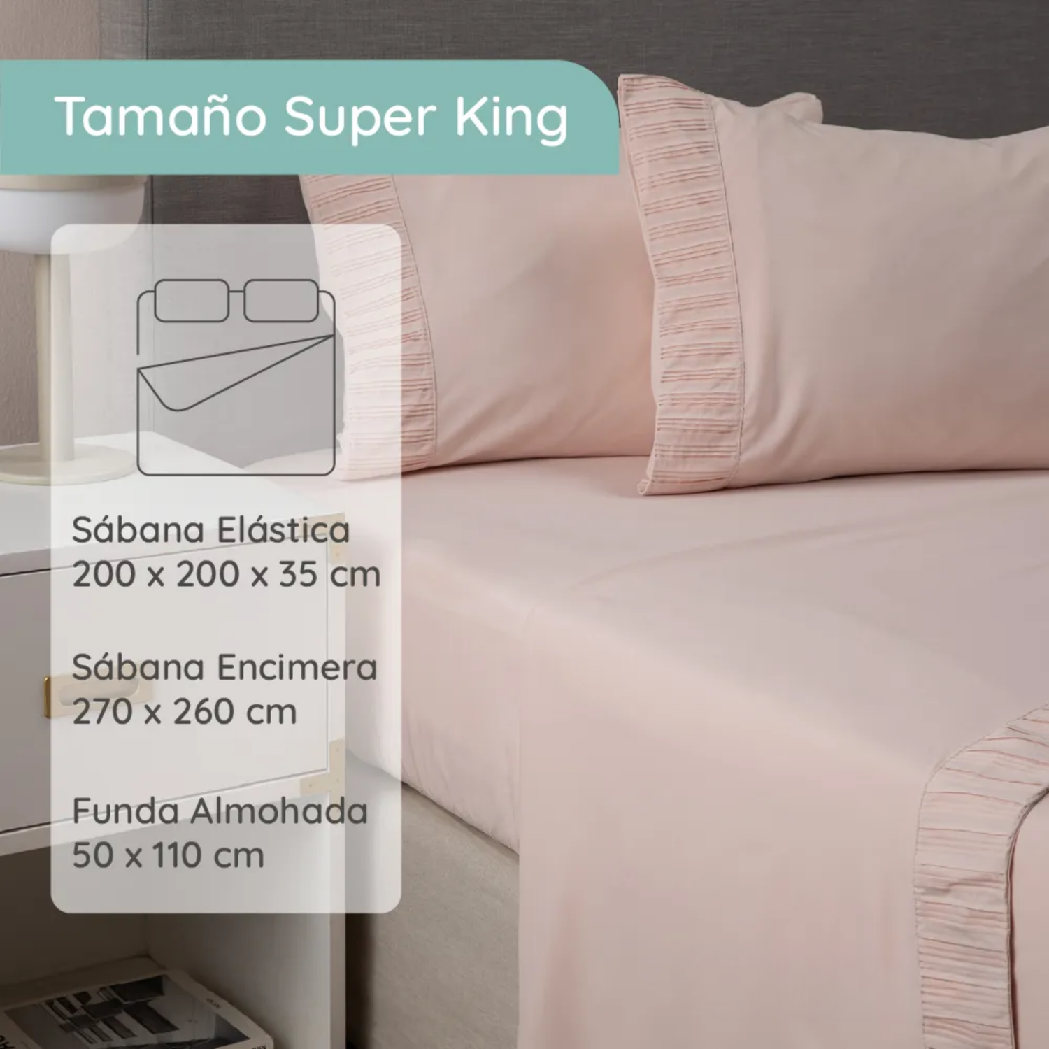 Sabanas Colchón Super King Microfibra 300 Hilos Rosado-4