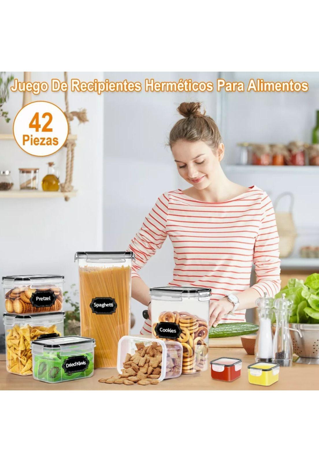 Set 42 Contenedores Herméticos Almacenamiento Despensa Cocina Plásticos-3