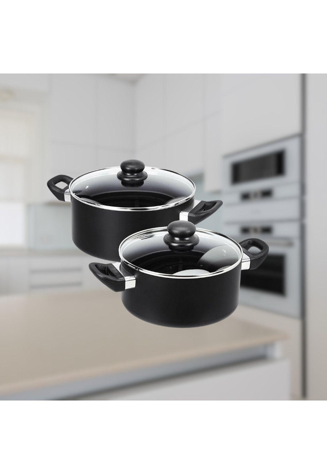 Juego Batería Cocina 12 Piezas Recubrimiento Antiadherente Negro-4