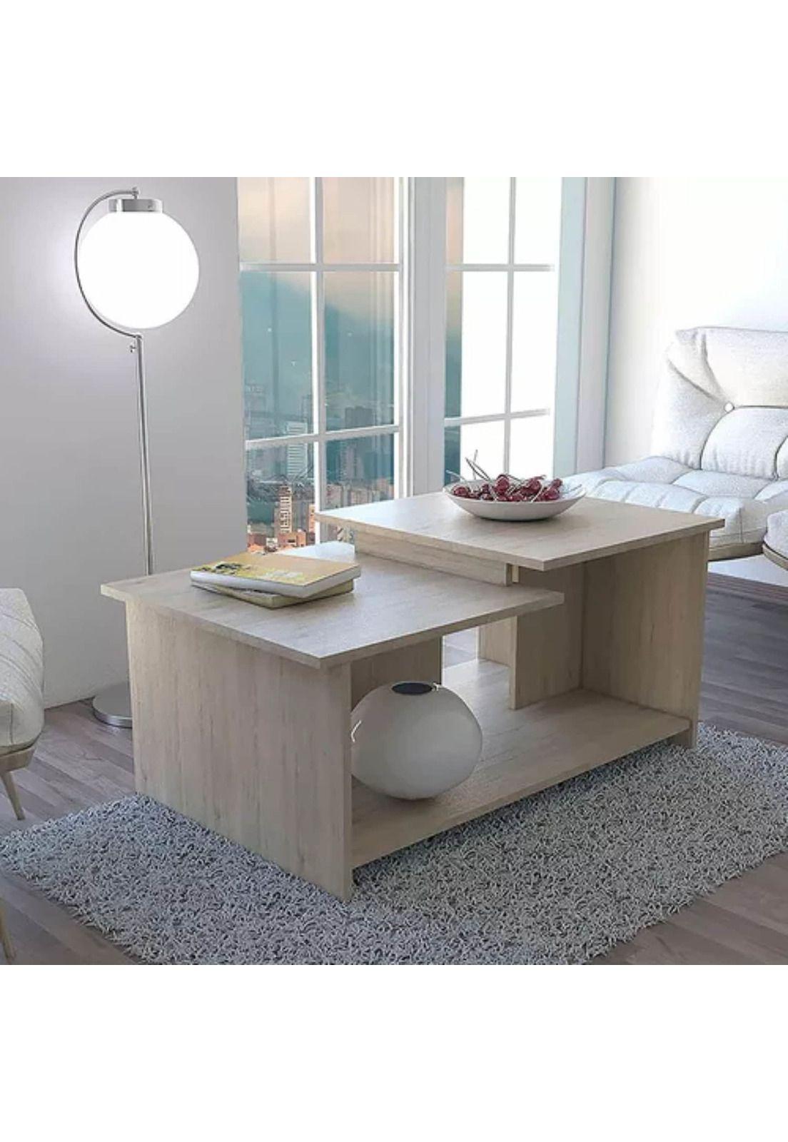 Mesa Centro Melamina Café Claro 41x89x53 CM-4