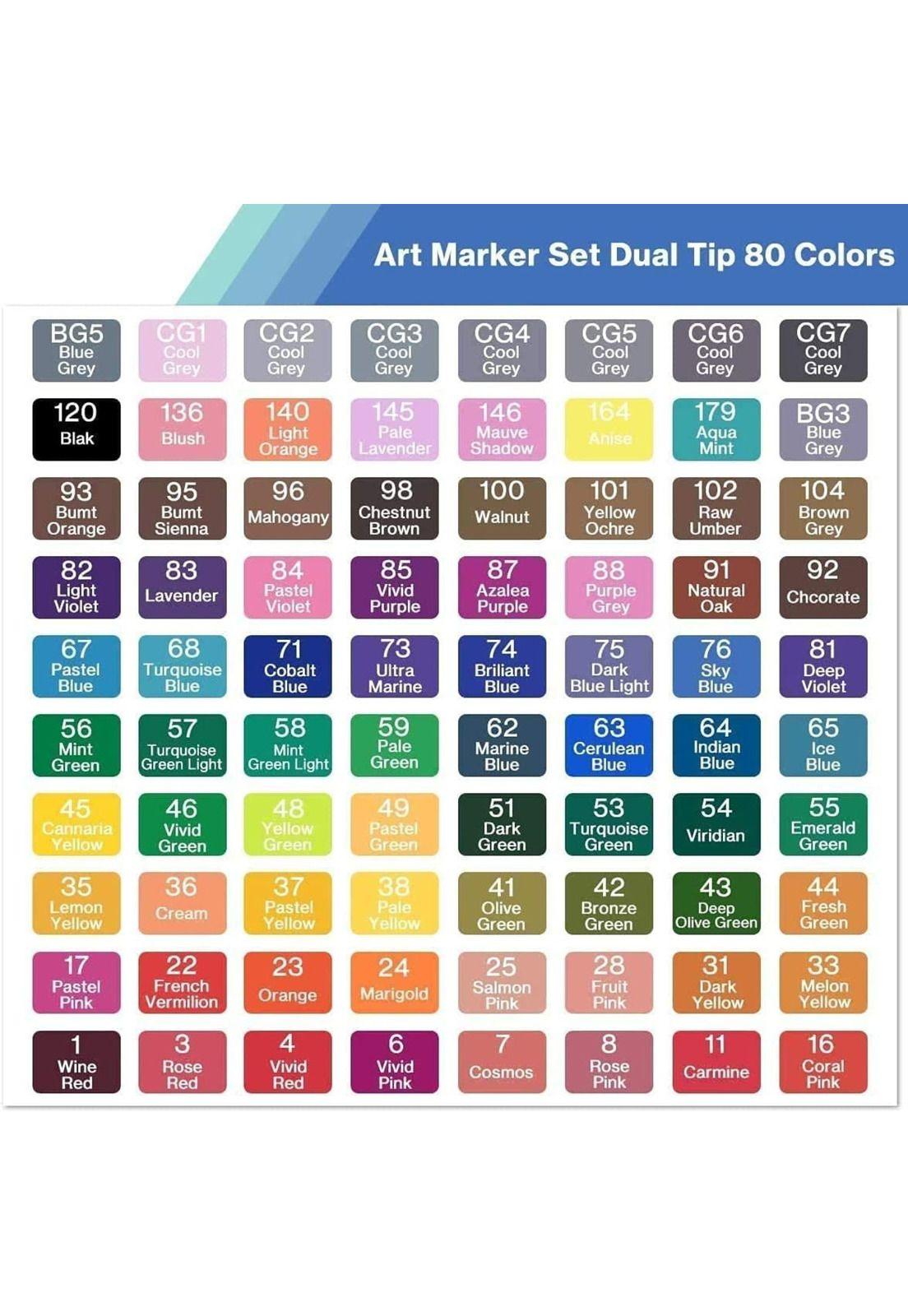 Set 80 Lápices Marcadores Gráficos Dibujo Doble Punta-2