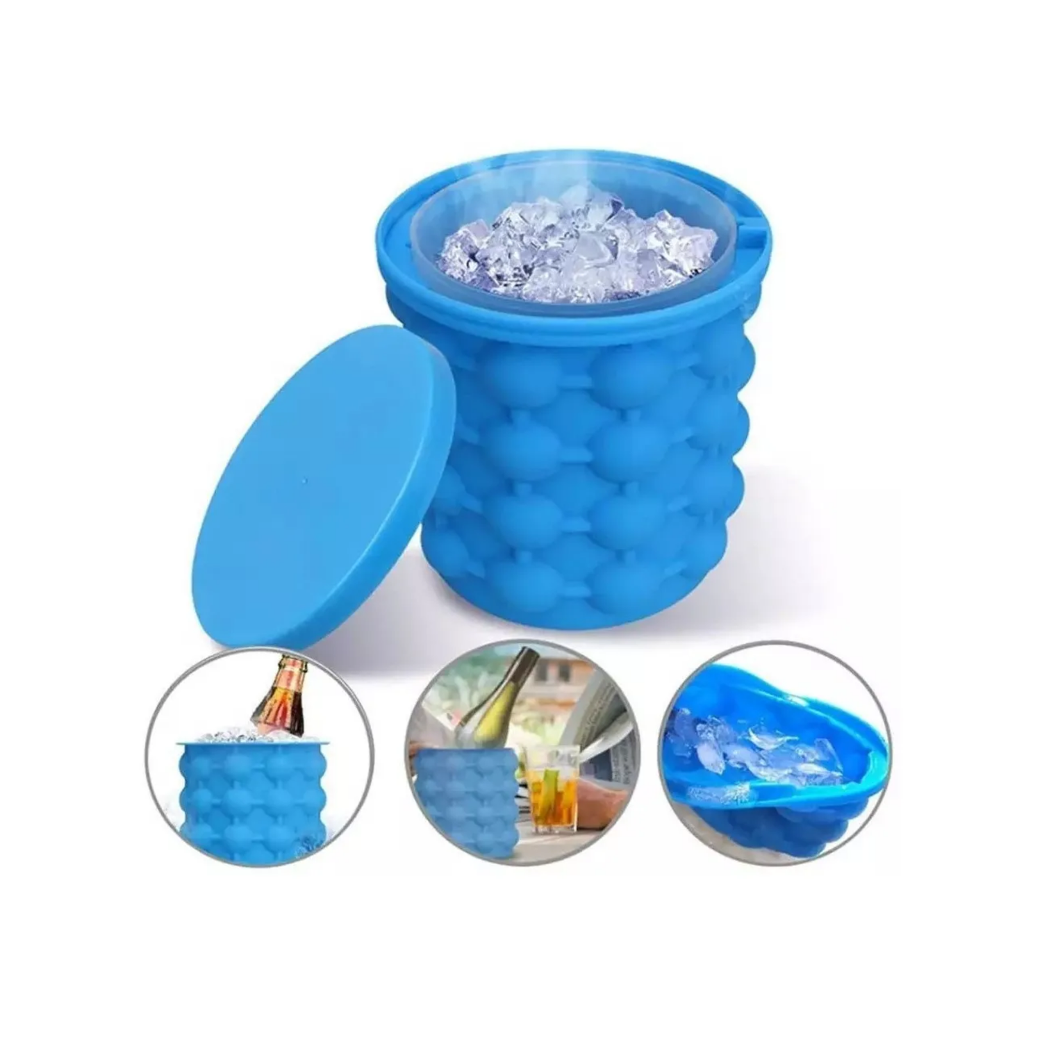 Molde Cubeta Hielo Silicona 13,2x14,1 CM Azul-3