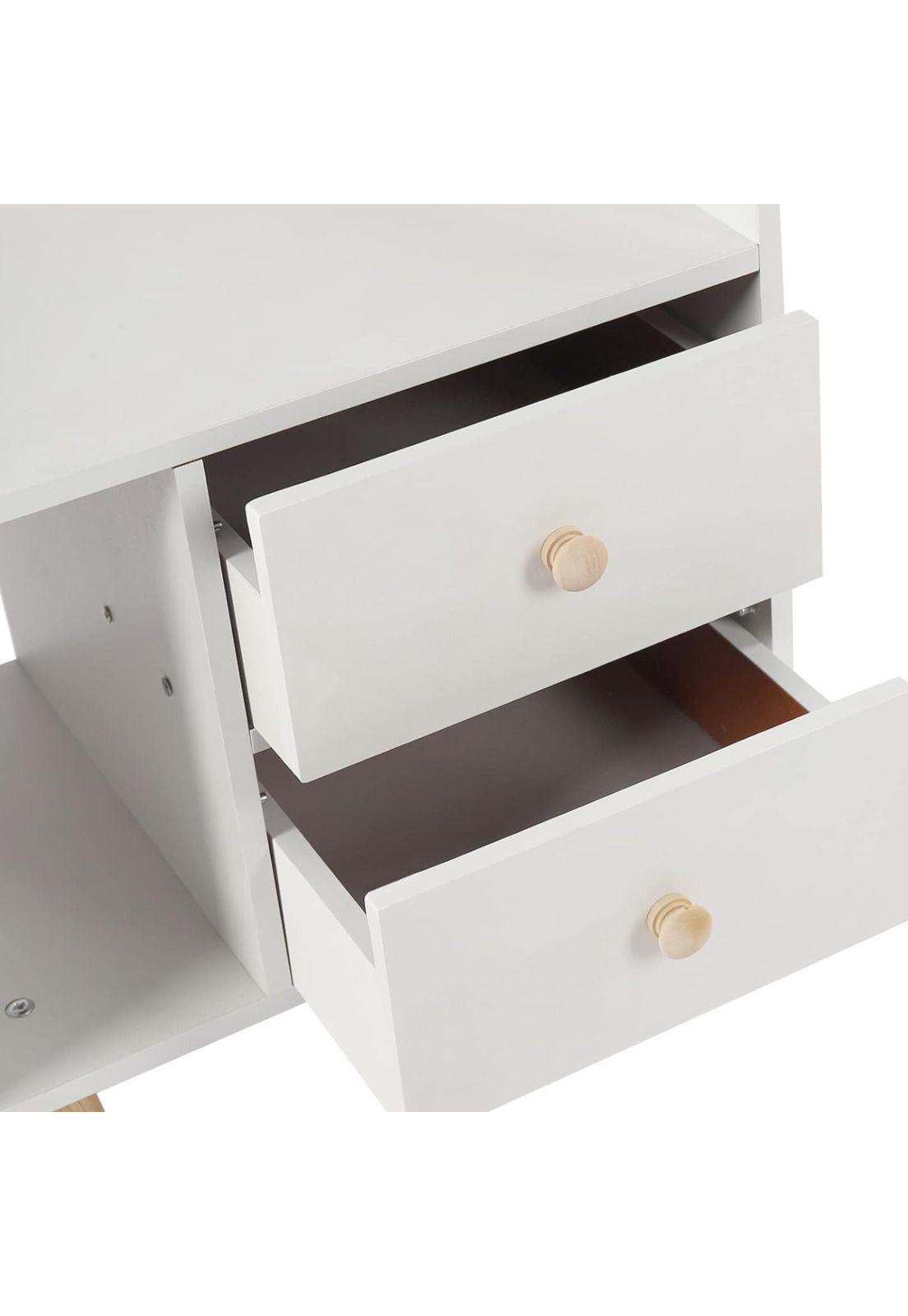 Velador 2 Cajones Madera 43x30x48 CM Blanco-2