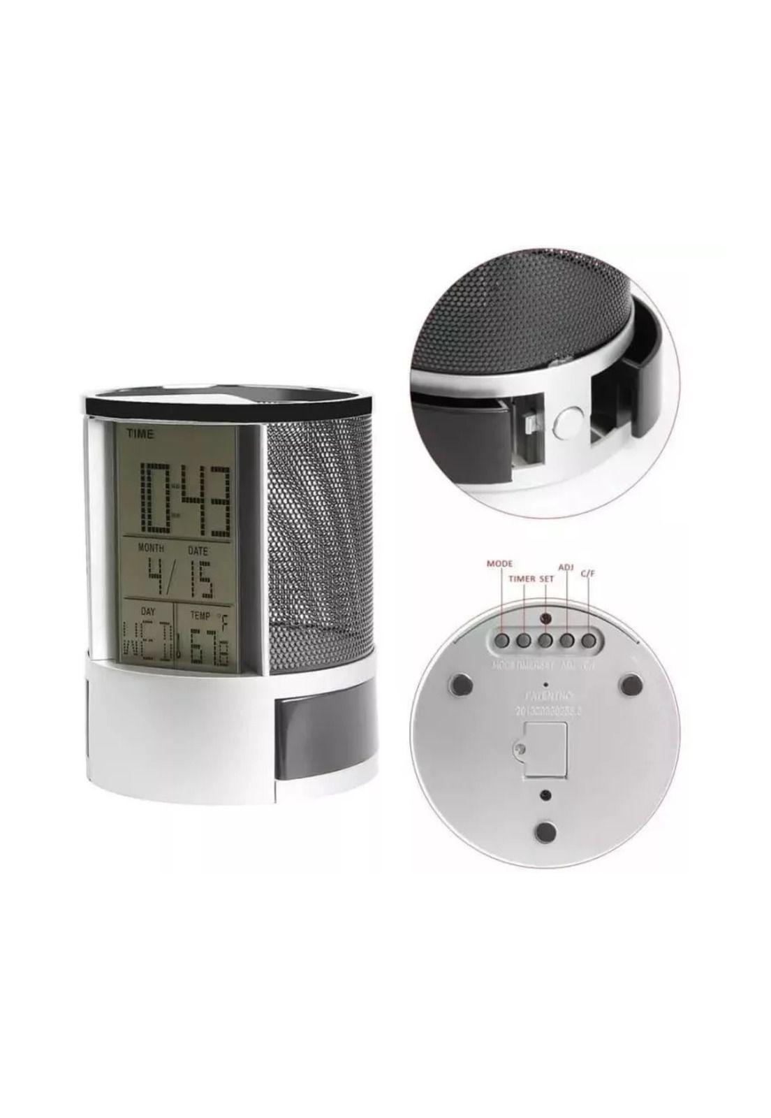 Organizador Bolígrafo Portalápices Reloj Alarma Pantalla LCD-3