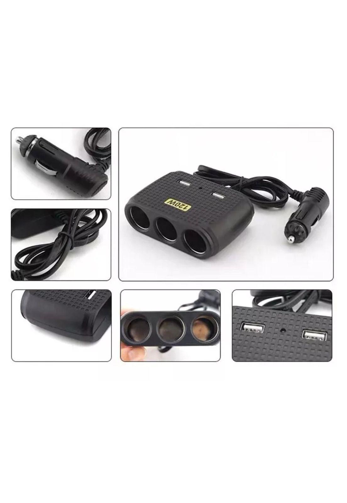 Adaptador Cargador Enchufe Encendedor Auto 1 A 3 +2 USB-2