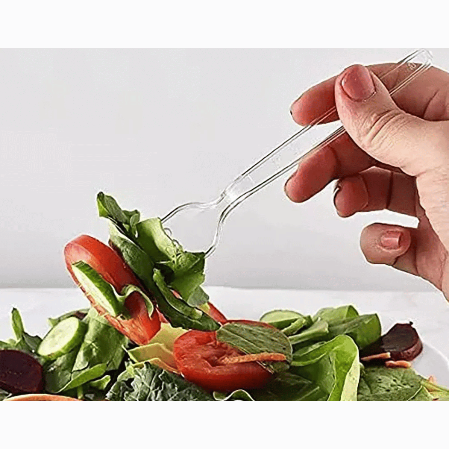 Pack 100 Tenedores Transparentes Reutilizable Blanco-4