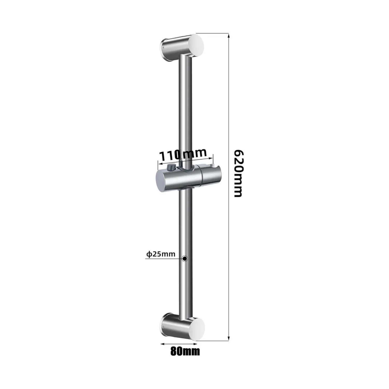 Manilla Barra Soporte Ducha 62x8 CM Acero Inoxidable Plateado-2