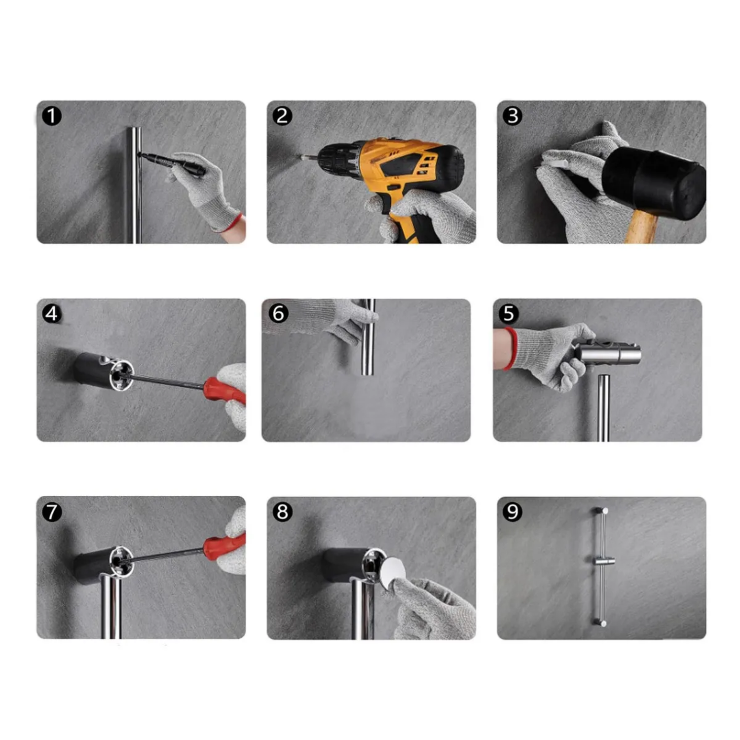 Manilla Barra Soporte Ducha 62x8 CM Acero Inoxidable Plateado-5