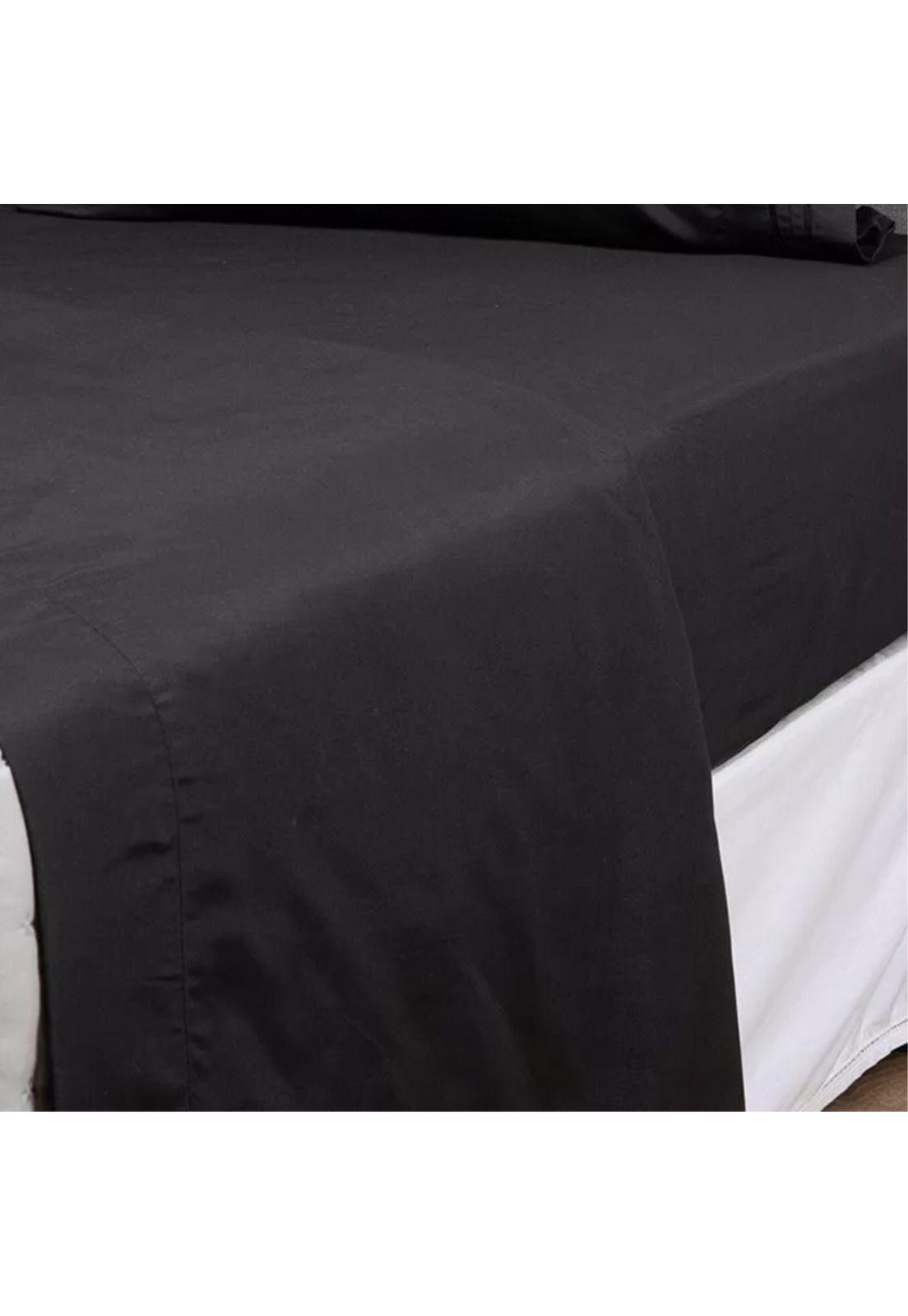 Juego Sábanas Hotel Ultra Suave Microfibra + 2 Fundas Bordadas 1,5 PL Negro-3