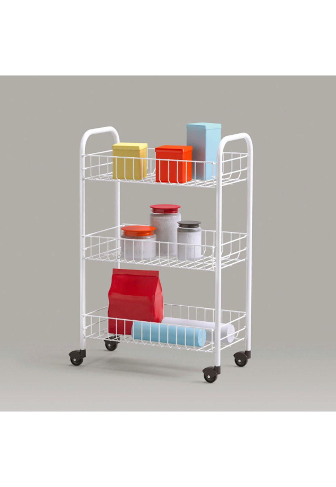 Organizador Cocina Metal Blanco Ruedas 61 x 27 CM-3