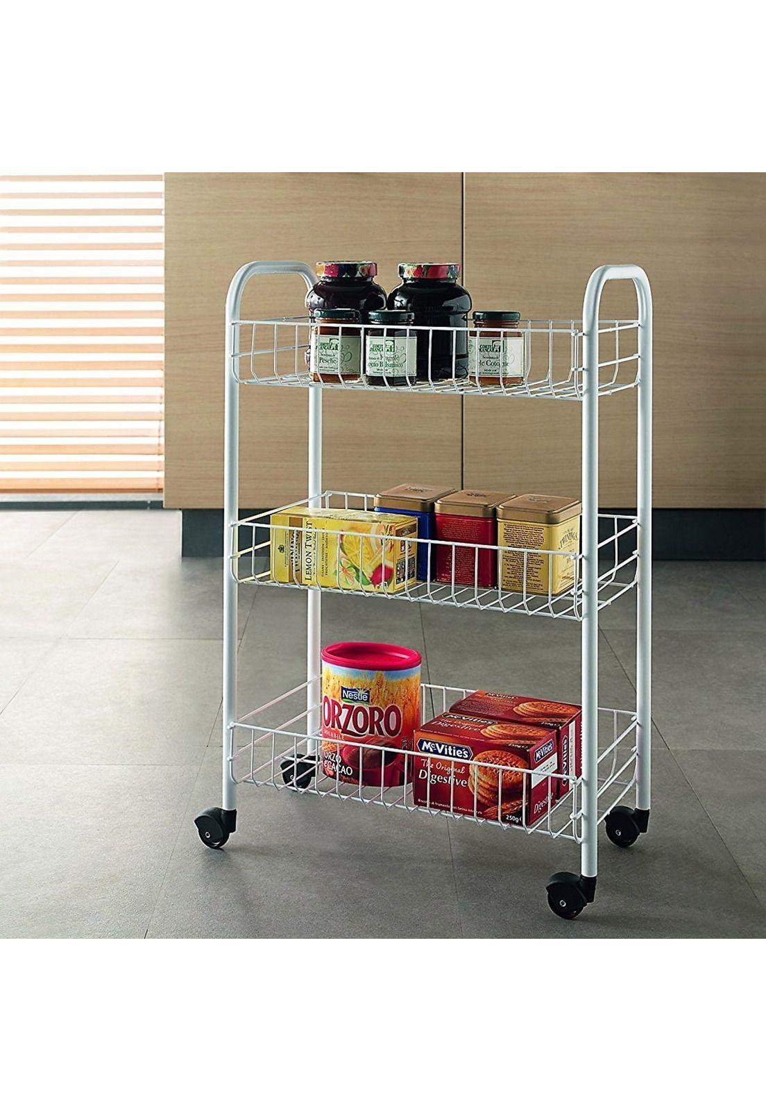 Organizador Cocina Metal Blanco Ruedas 61 x 27 CM-5