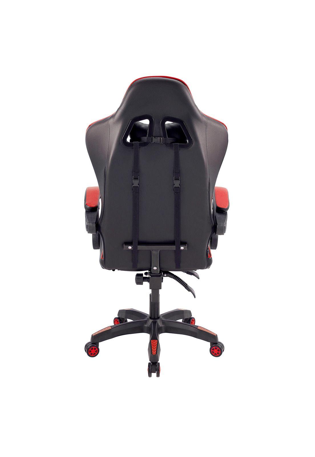 Silla Gamer Oficina Ajustable Reclinable Roja-3