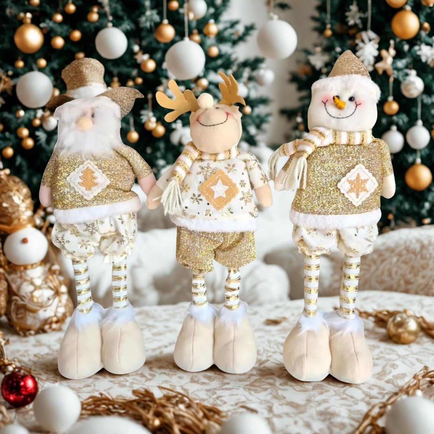 3 Muñecos Nieve Renos Adornos Navideños Papá Noel-4