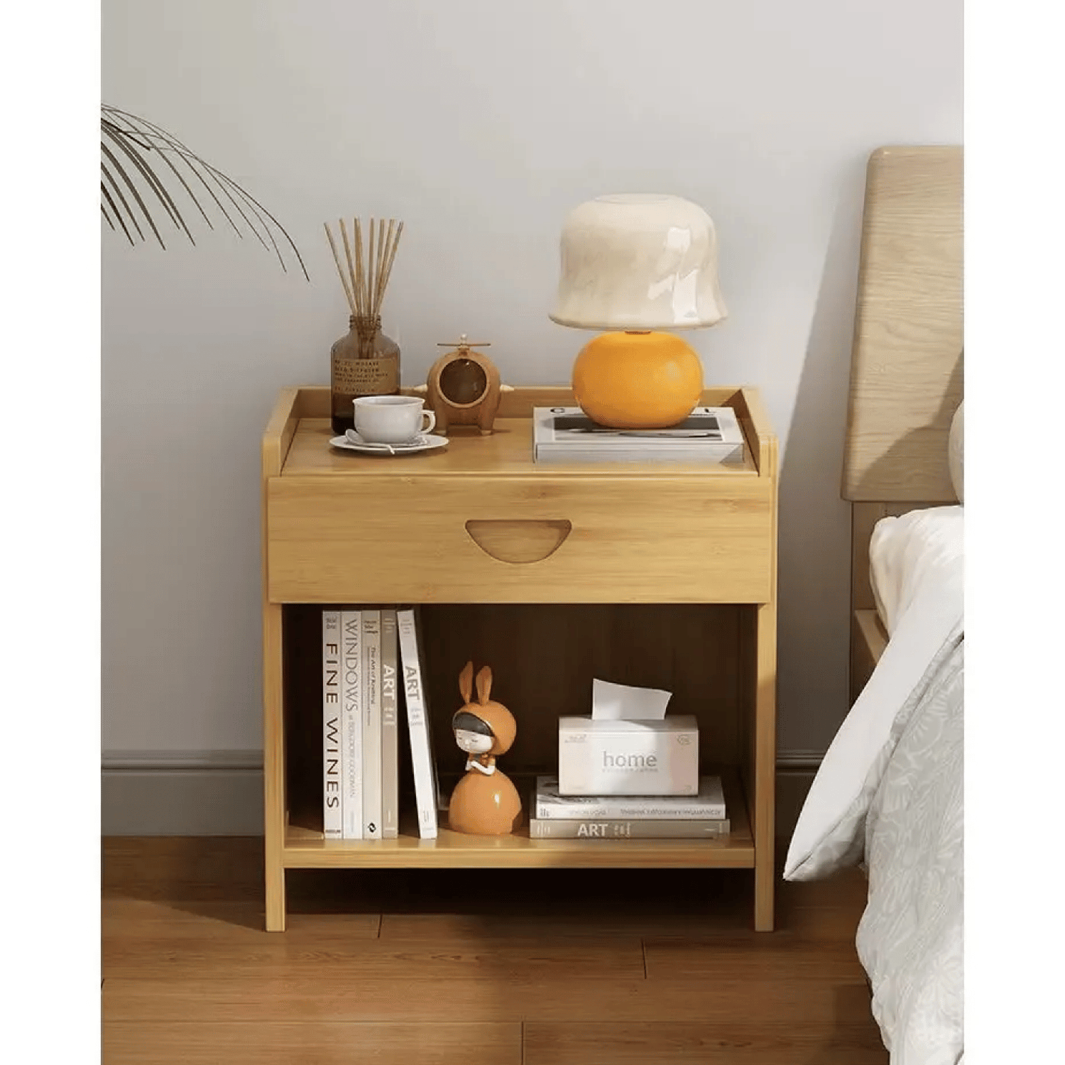 Velador 1 Cajón Mesa 45x42x31 CM Bambú-3