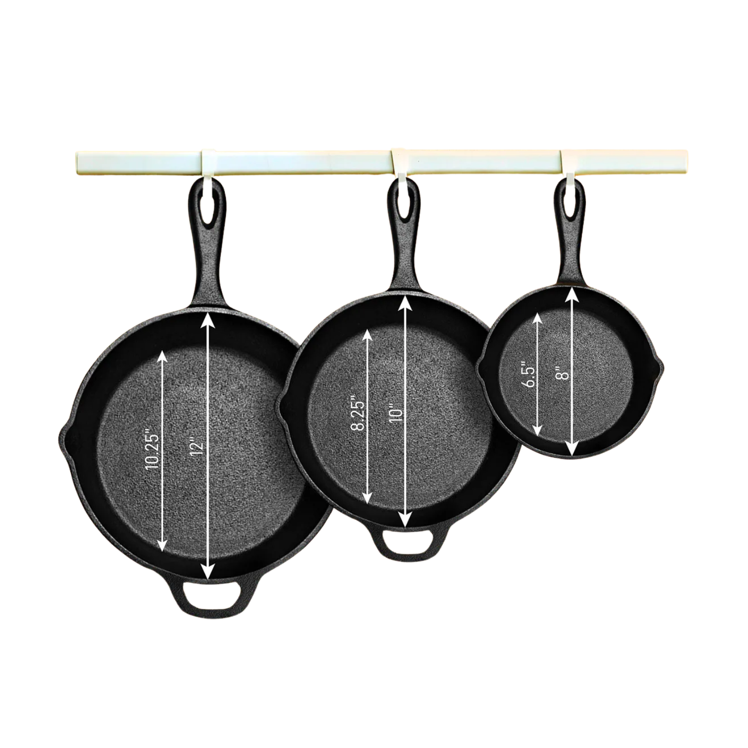 Set Juego Sartenes Hierro Fundido 3 Piezas-3