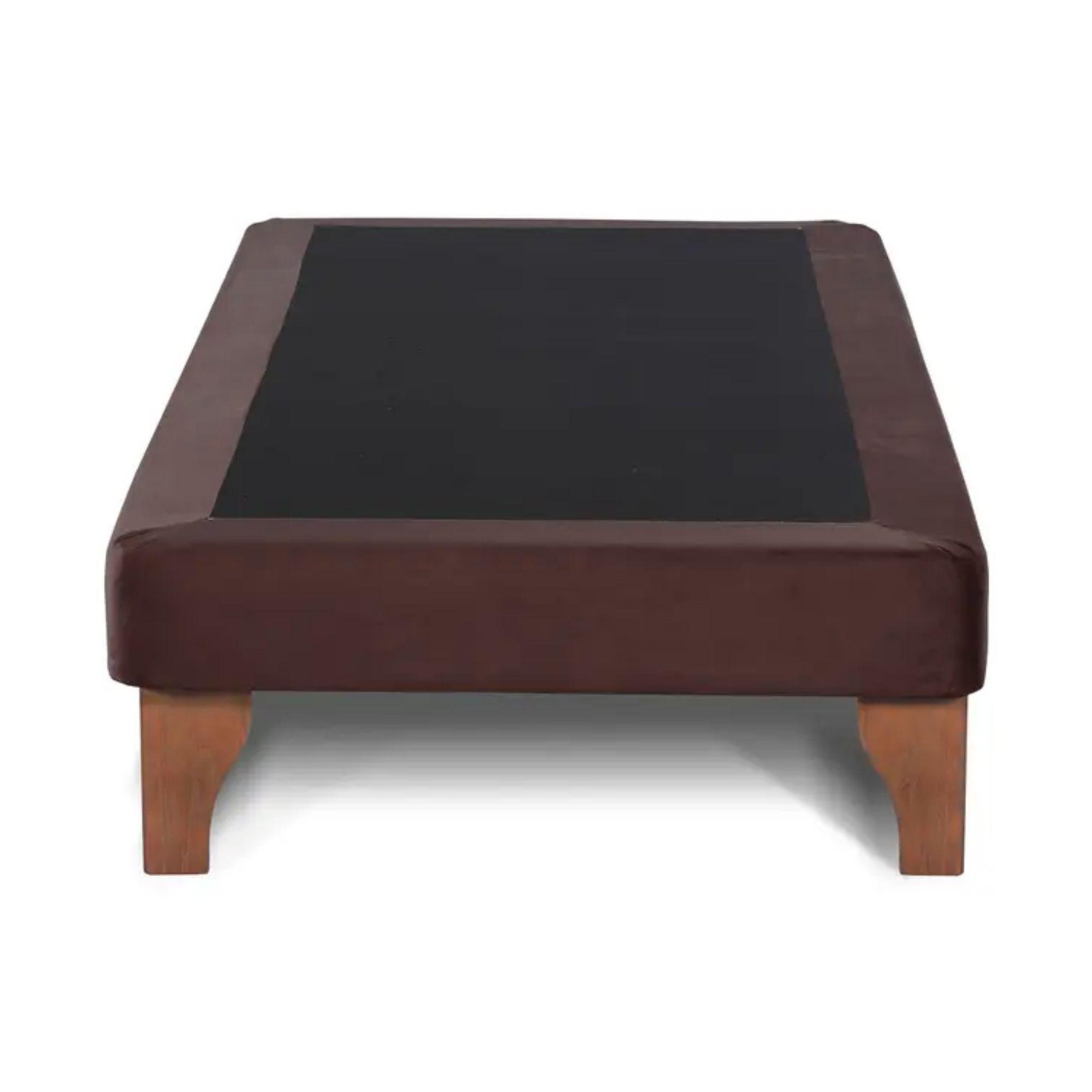 Base Elegante Cama Europea 1.5 Plazas 105x190 CM Chocolate Felpa-2