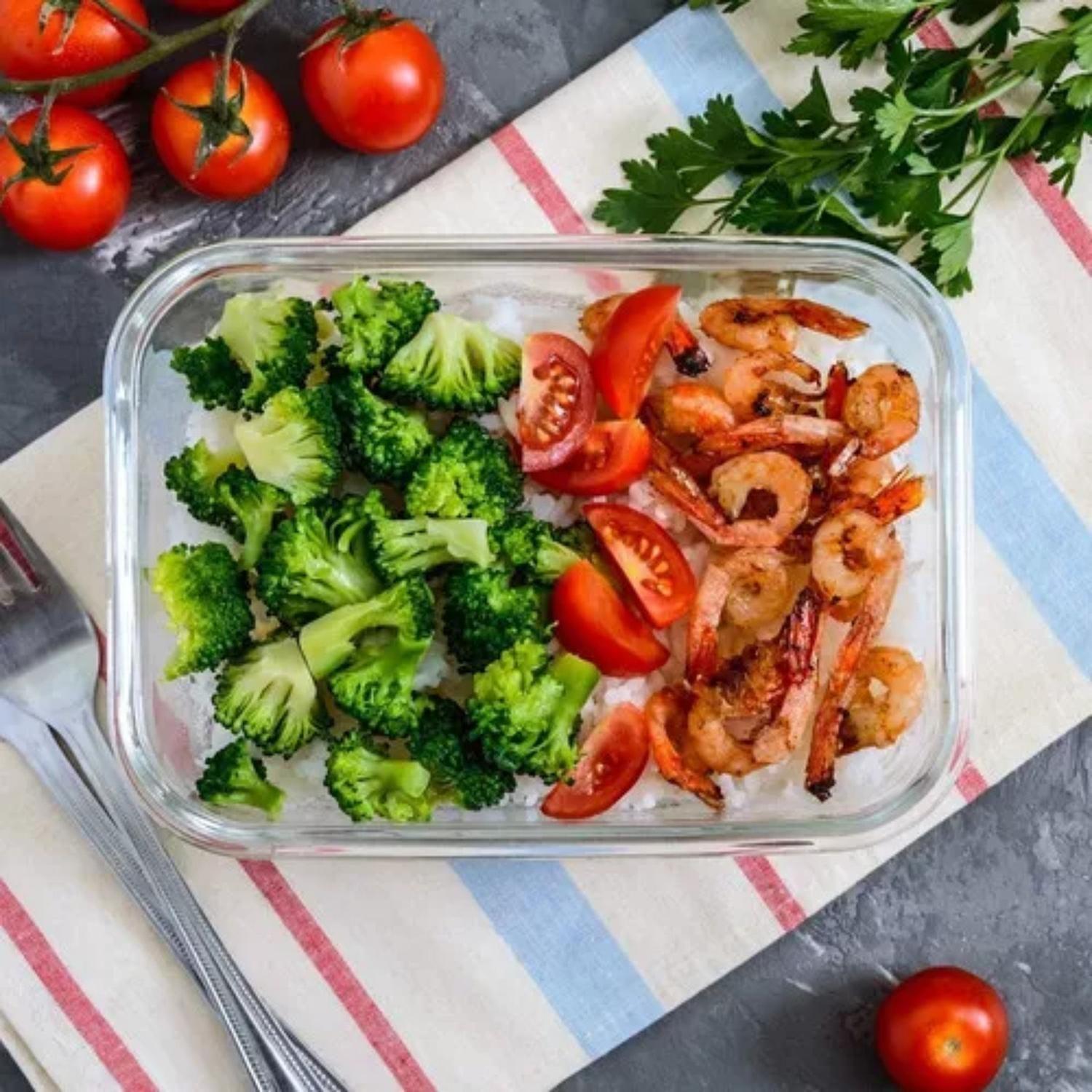 Set 3 Tupper Hermético Vidrio Alimentos 17x12x5.5 CM Celeste-3