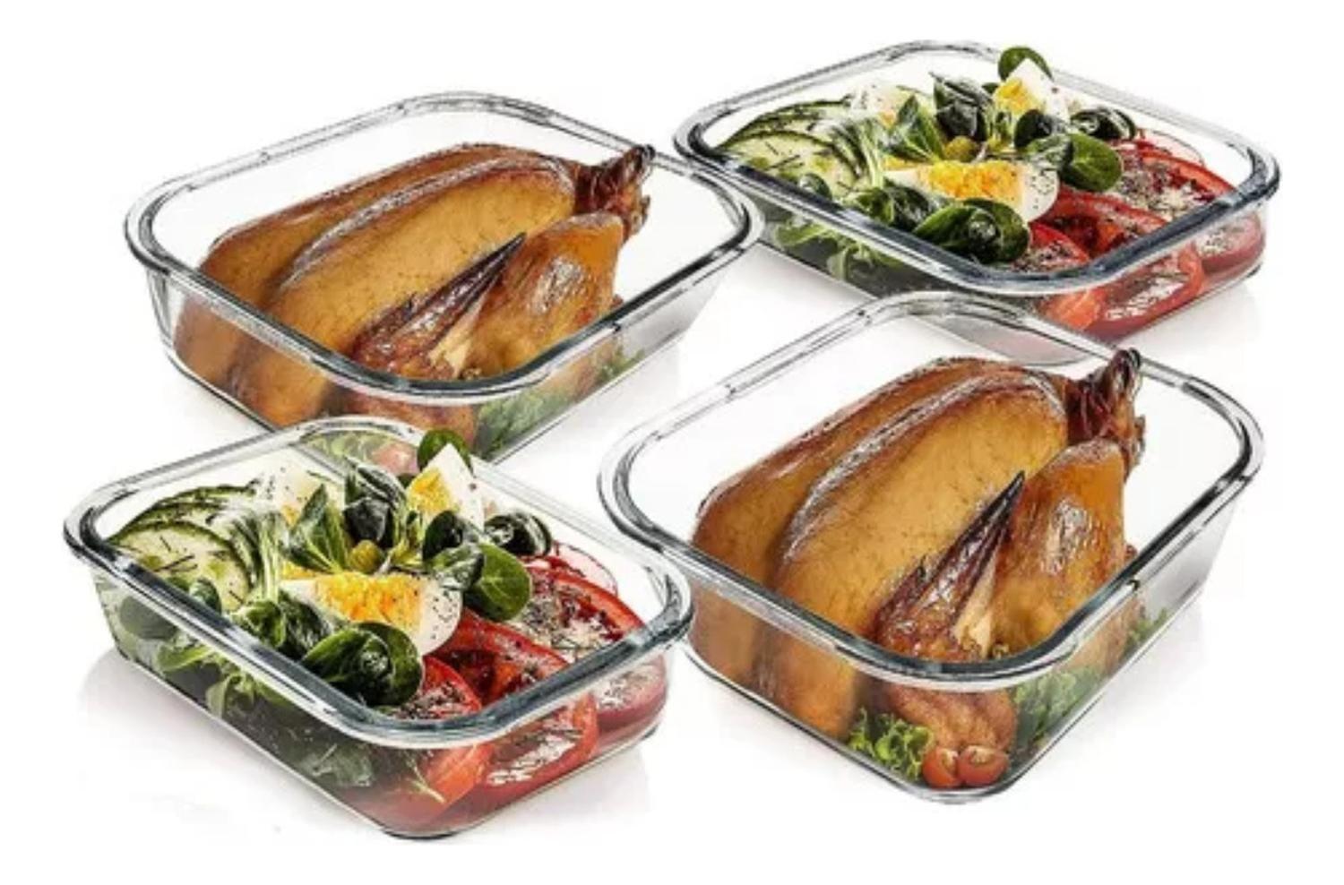 Set 3 Tupper Hermético Vidrio Alimentos Comida-2