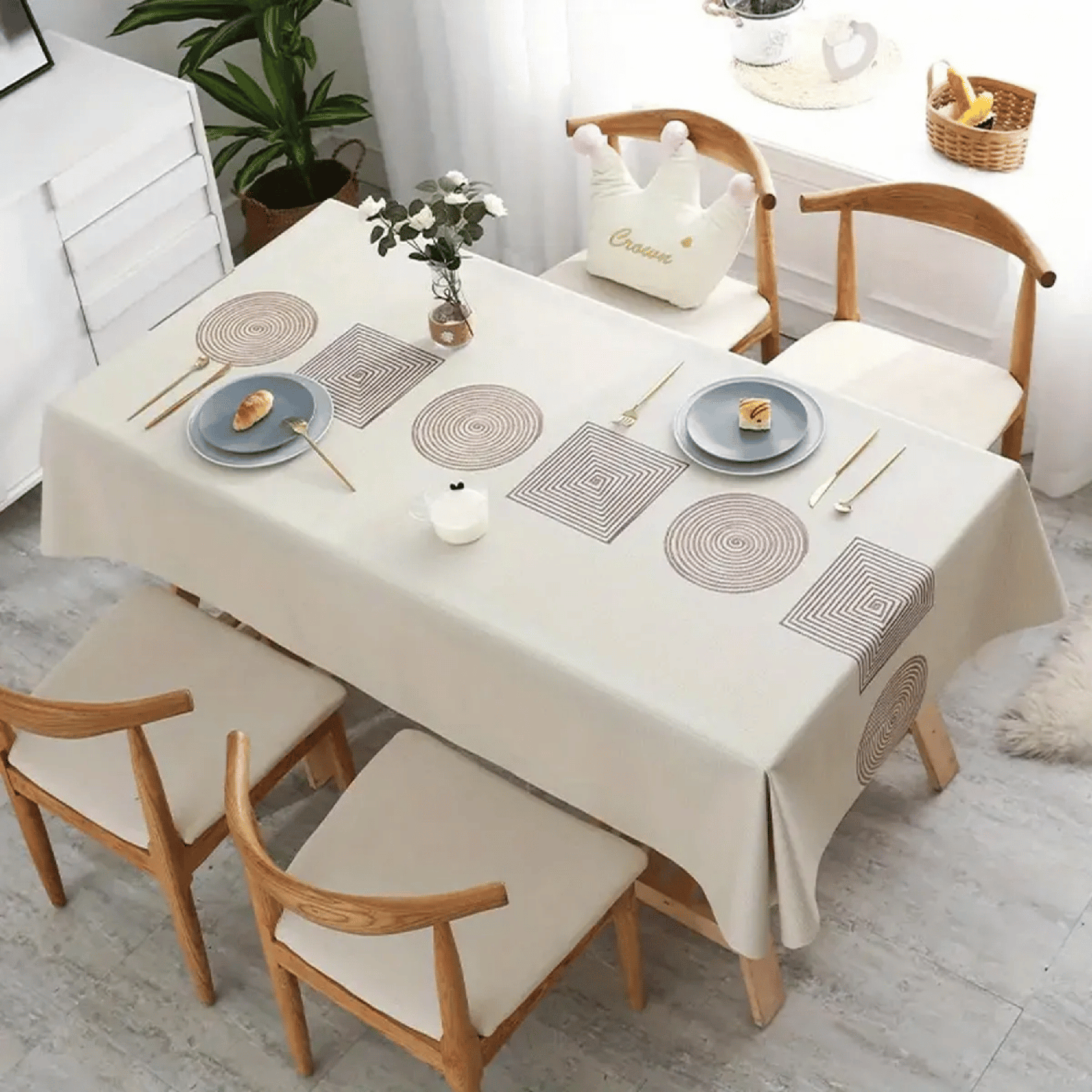 Mantel Impermeable Diseño Rectangular 140x220 CM Beige-1