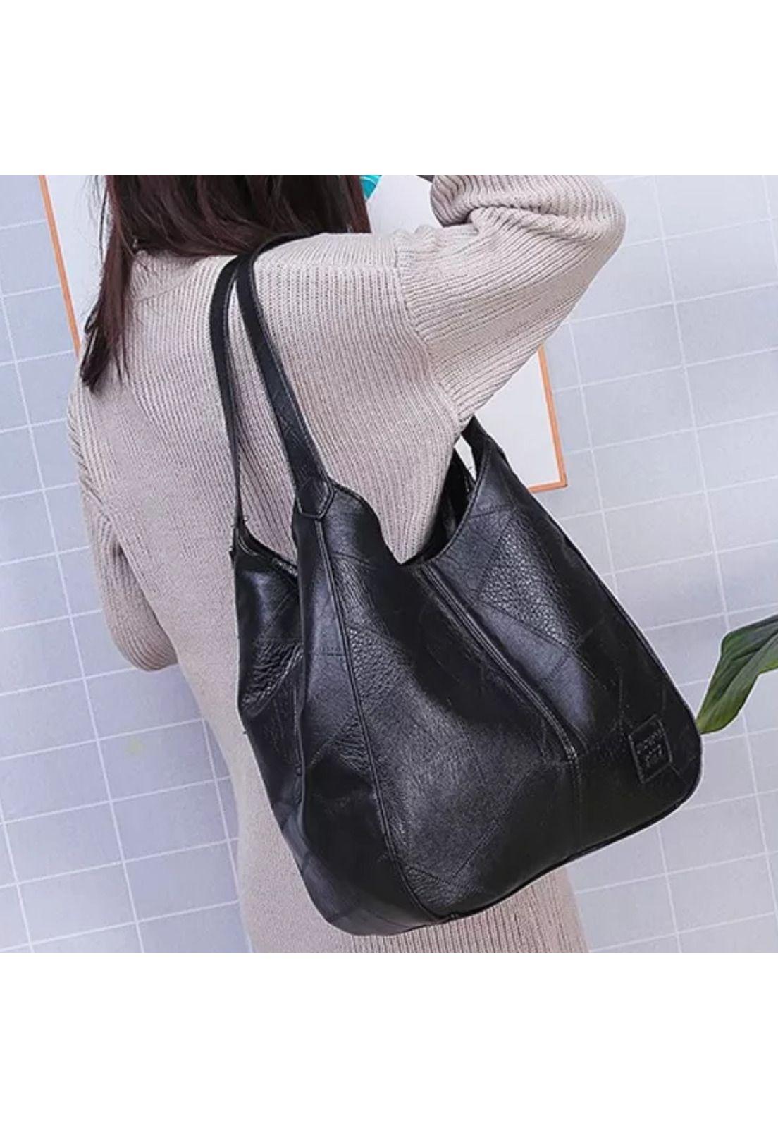 Cartera Bolso Negro Ecocuero 33x32x12 CM-4