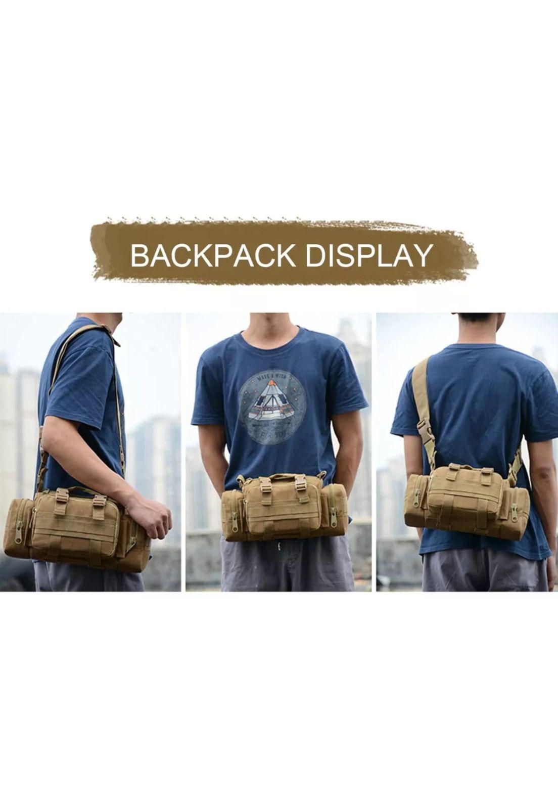 Bolso Banano Militar Táctico Ajustable Tela Liso 30x18x8 CM-4