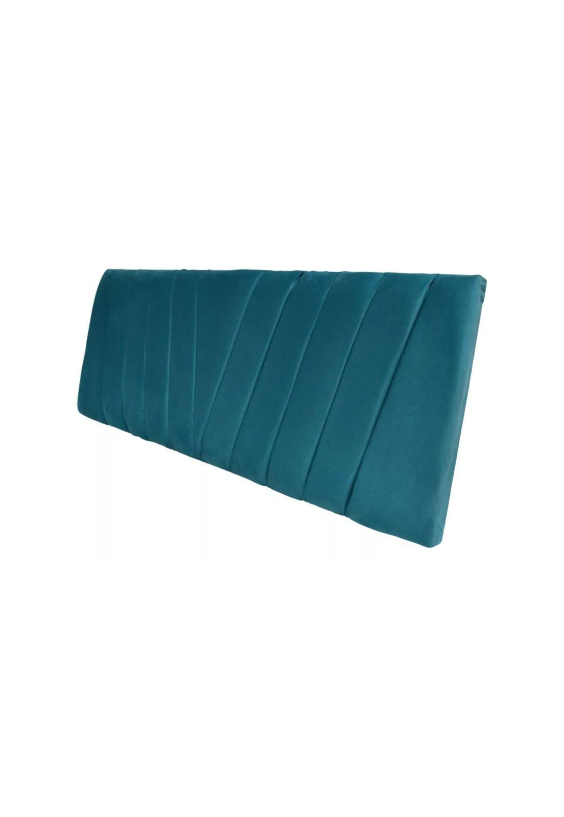 Respaldo Elegante 1 Plaza Capitone 105x60 CM Turquesa Felpa-2