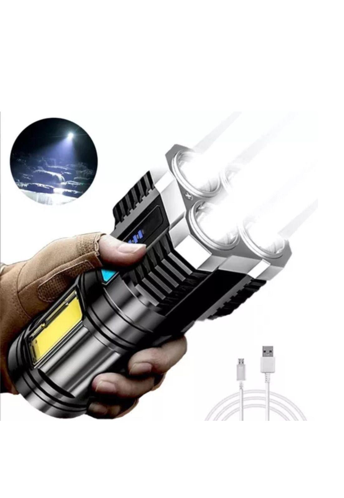 Linterna Led Luz Blanca 4 núcleos Alcance 200-500 M Recargable-2